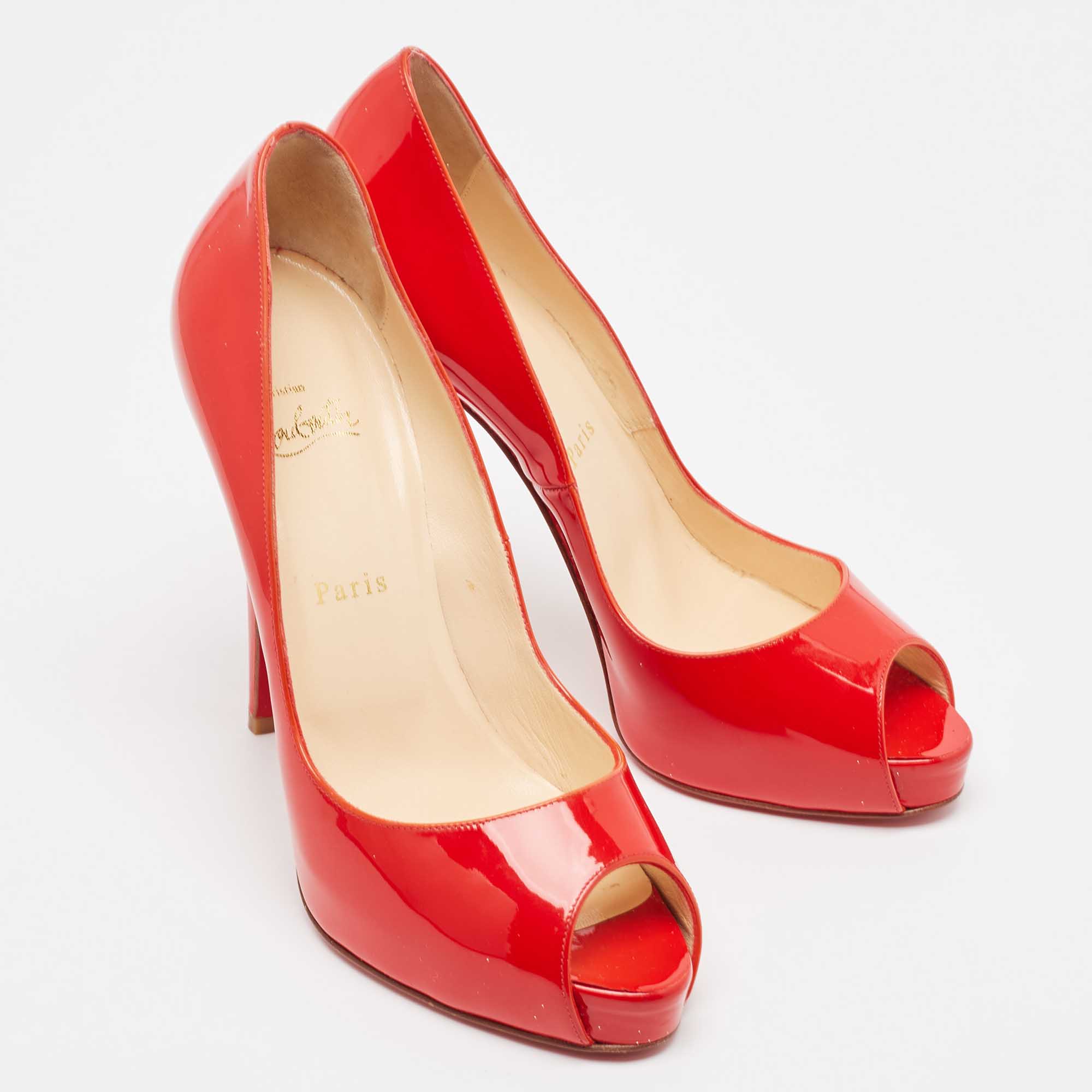 Christian Louboutin Red Patent Leather Very Prive Pumps Size 39.5