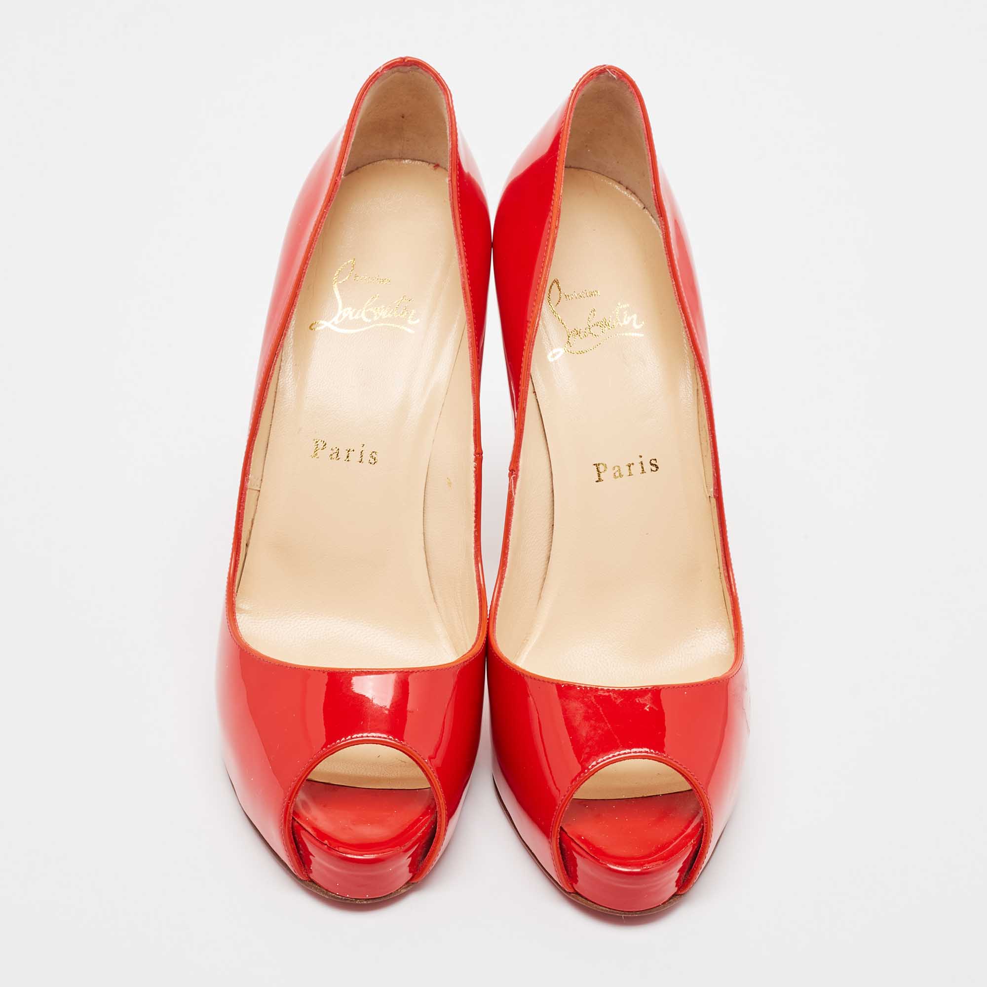 Christian Louboutin Red Patent Leather Very Prive Pumps Size 39.5