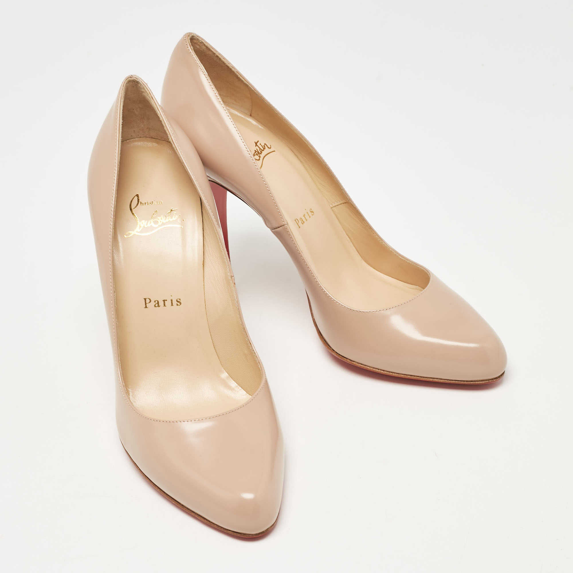 Christian Louboutin Beige Leather Decollete Pumps Size 38.5