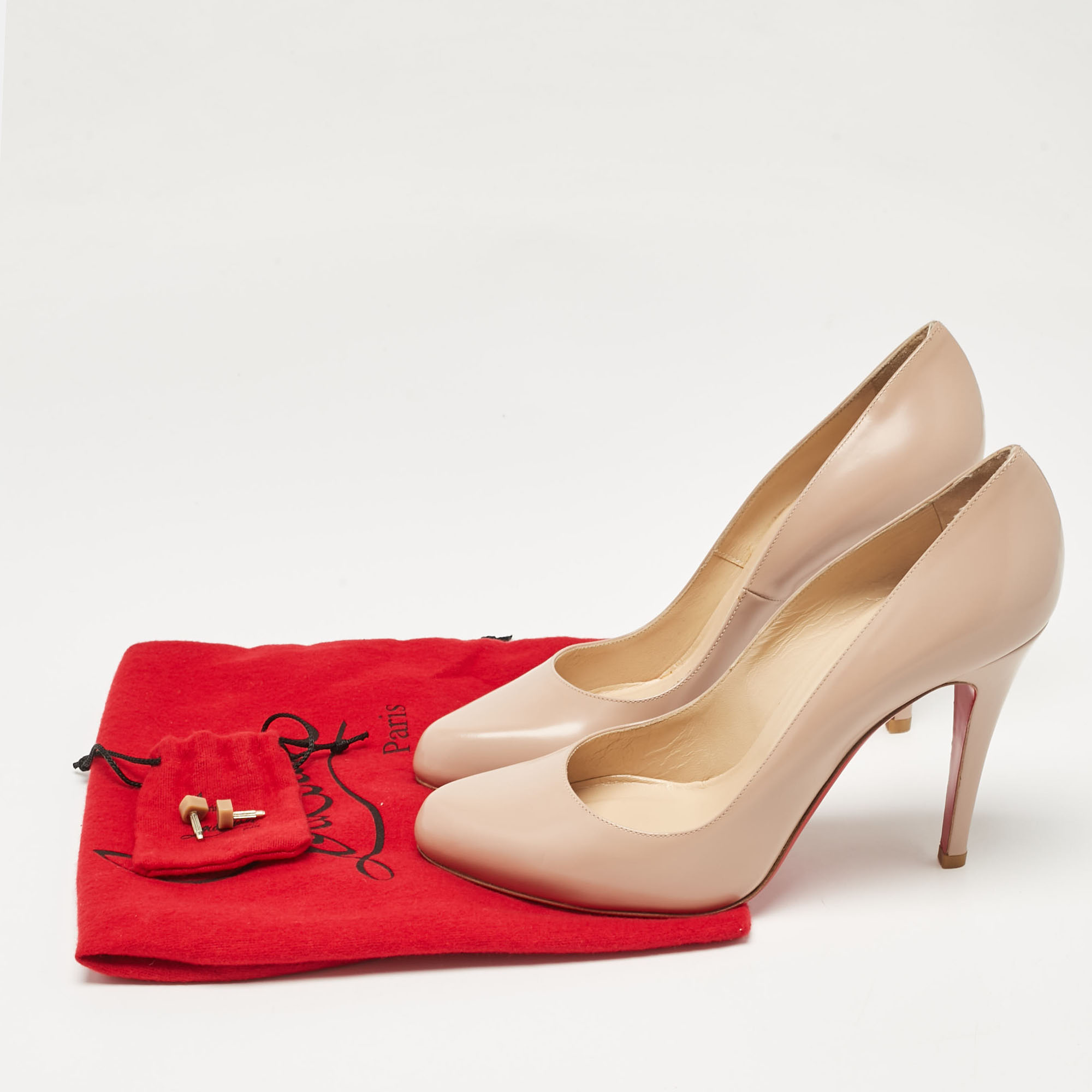 Christian Louboutin Beige Leather Decollete Pumps Size 38.5