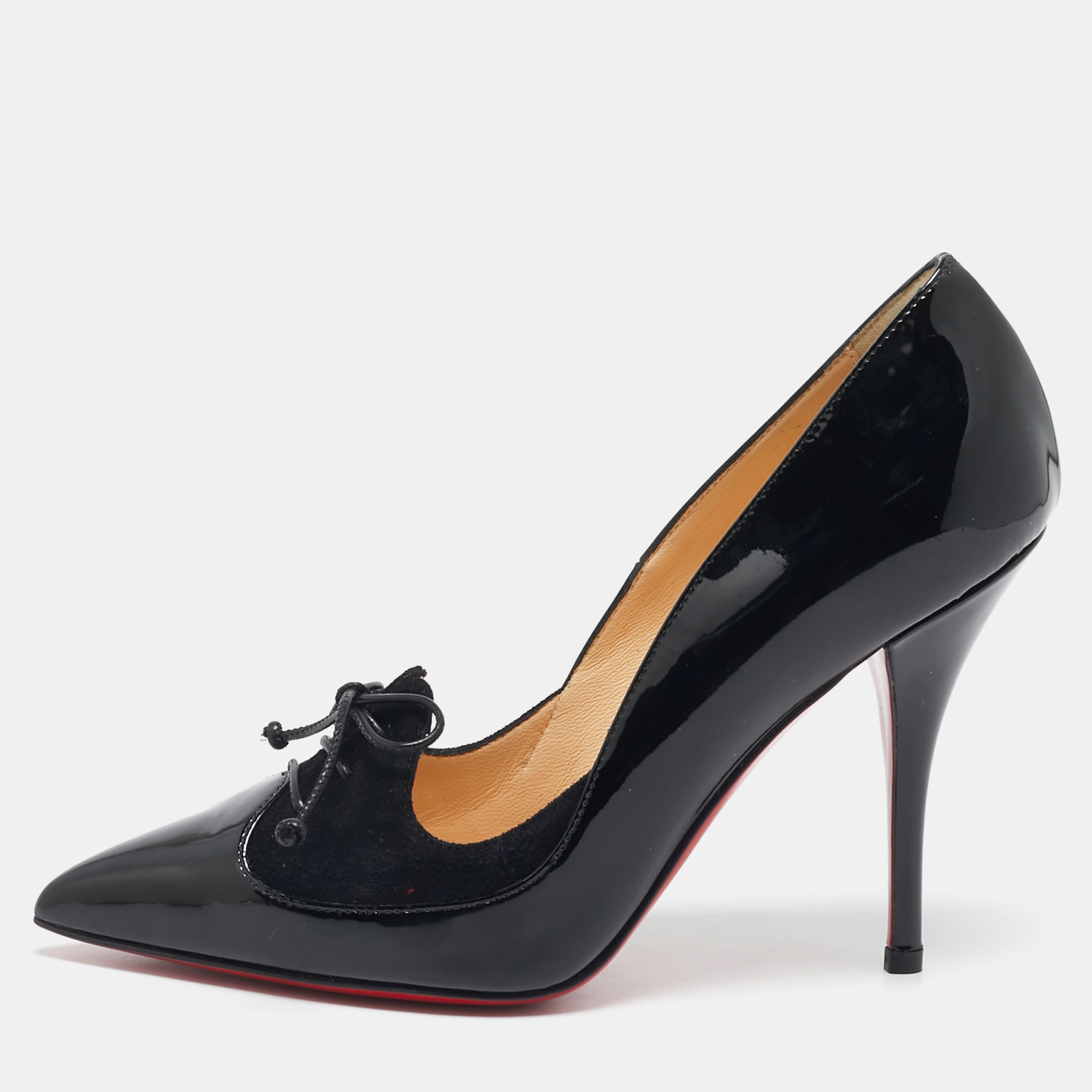 Christian Louboutin Black Patent Leather and Suede Queue Di Pie Pumps Size
Christian Louboutin Black Patent Leather and Suede Queue Di Pie Pumps Size