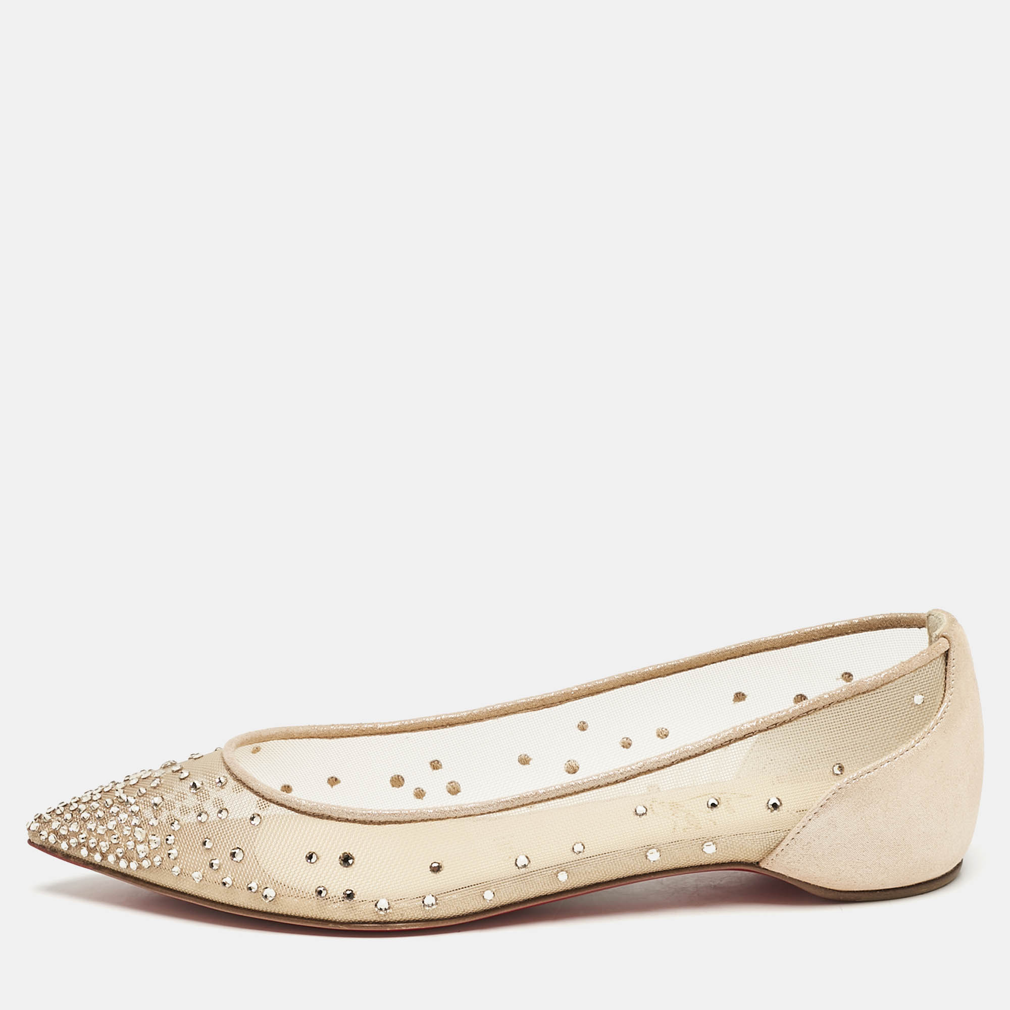 Christian Louboutin Beige Embellished Mesh Follies Strass Pointed Toe Ballet Flats Size
Christian Louboutin Beige Embellished Mesh Follies Strass Pointed Toe Ballet Flats Size