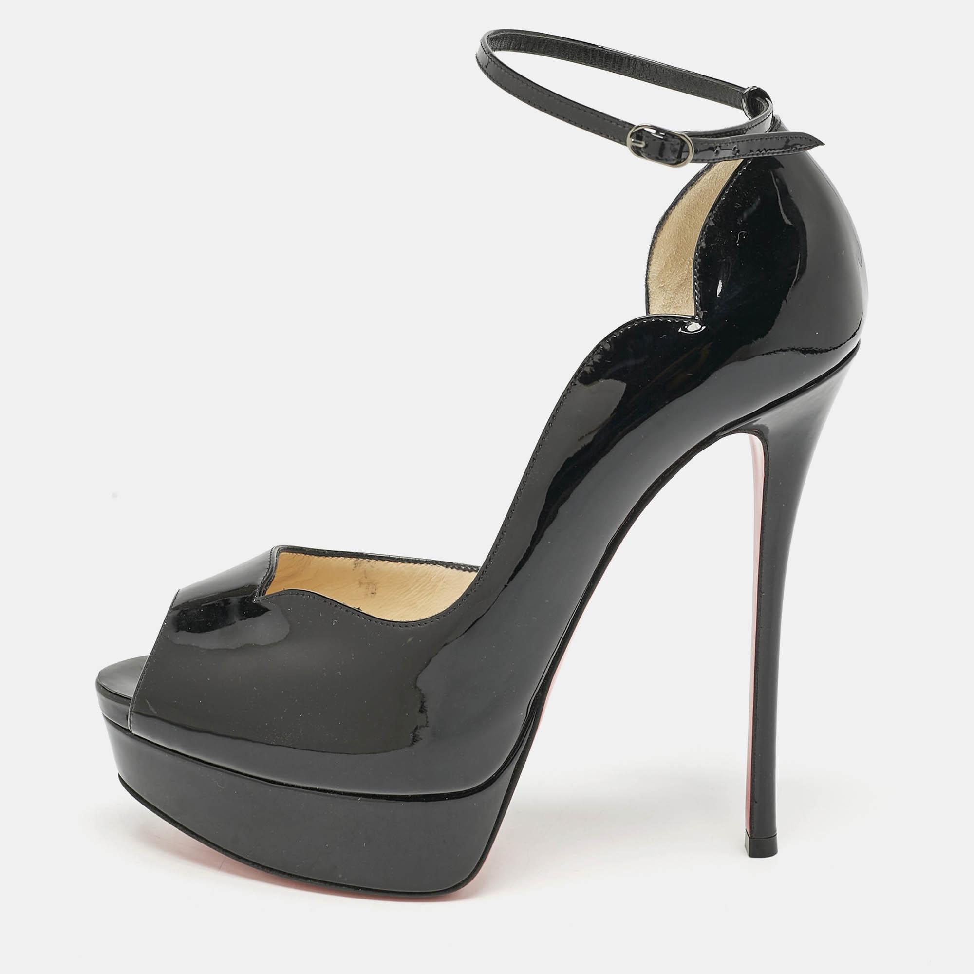 Christian Louboutin Black Patent Leather Round Chick Alta Platform Pumps Size
Christian Louboutin Black Patent Leather Round Chick Alta Platform Pumps Size