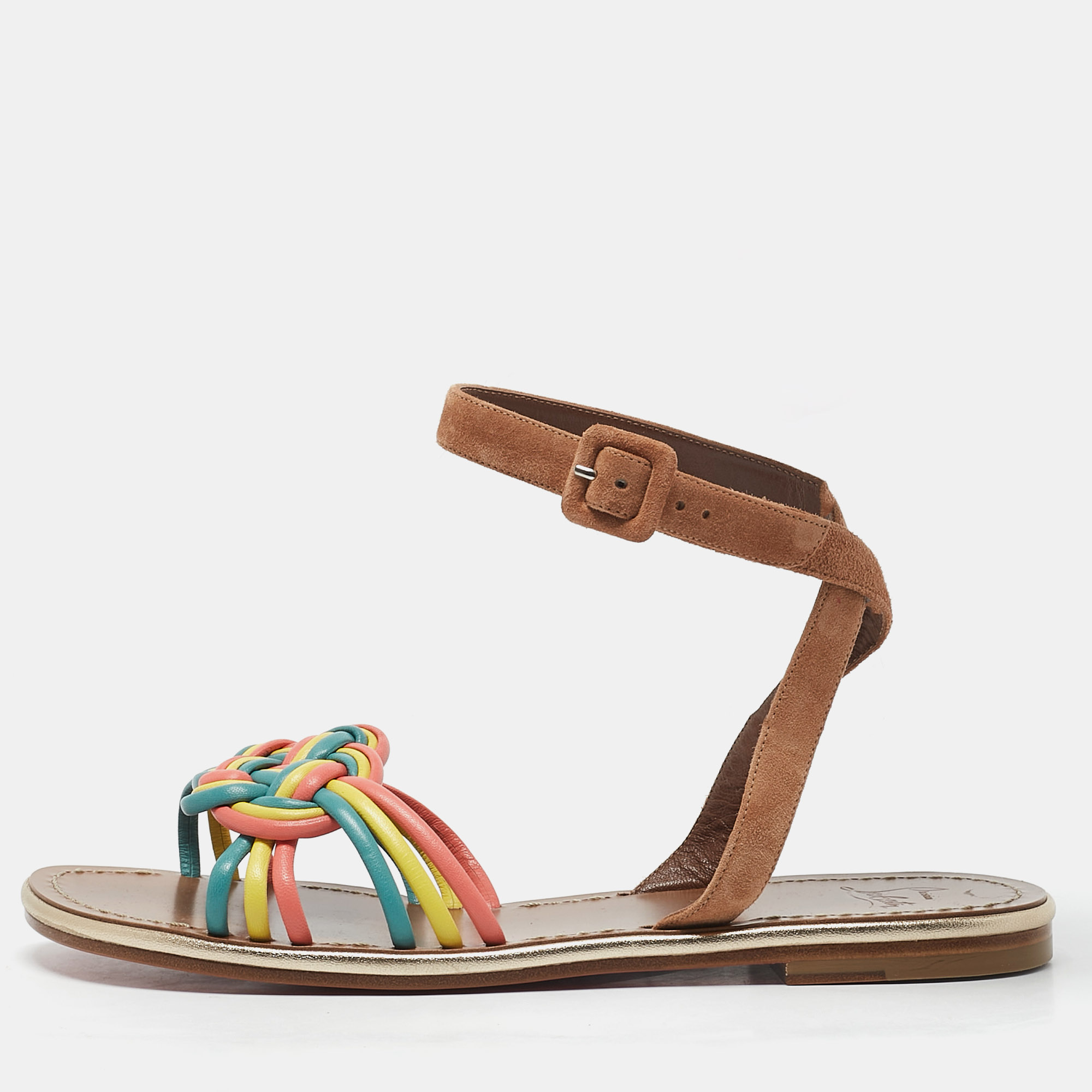 Christian Louboutin Multicolor Braided Leather and Suede Ella Flat Sandals Size
Christian Louboutin Multicolor Braided Leather and Suede Ella Flat Sandals Size