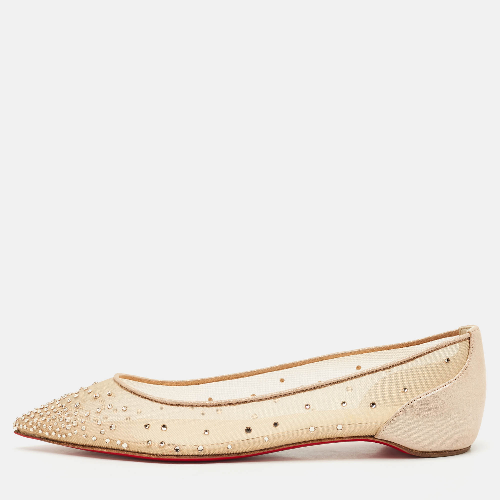 Christian Louboutin Beige Suede and Mesh Follies Strass Ballet Flats Size
Christian Louboutin Beige Suede and Mesh Follies Strass Ballet Flats Size