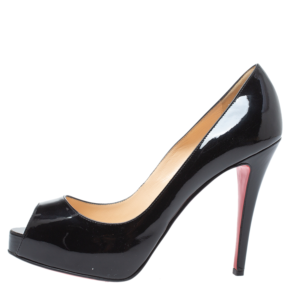 Christian Louboutin Black Patent Leather Very Prive Peep Toe Platform Pumps Size
Christian Louboutin Black Patent Leather Very Prive Peep Toe Platform Pumps Size