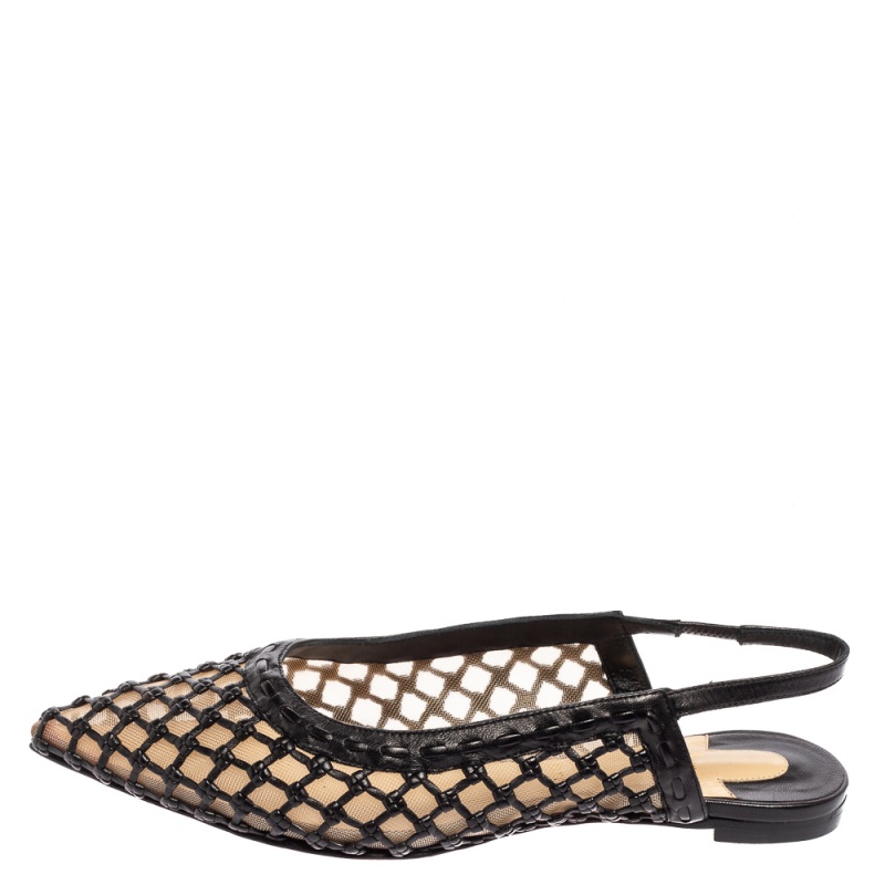 Christian Louboutin Black Woven Leather and Mesh Cage Slingback Flats Size
Christian Louboutin Black Woven Leather and Mesh Cage Slingback Flats Size