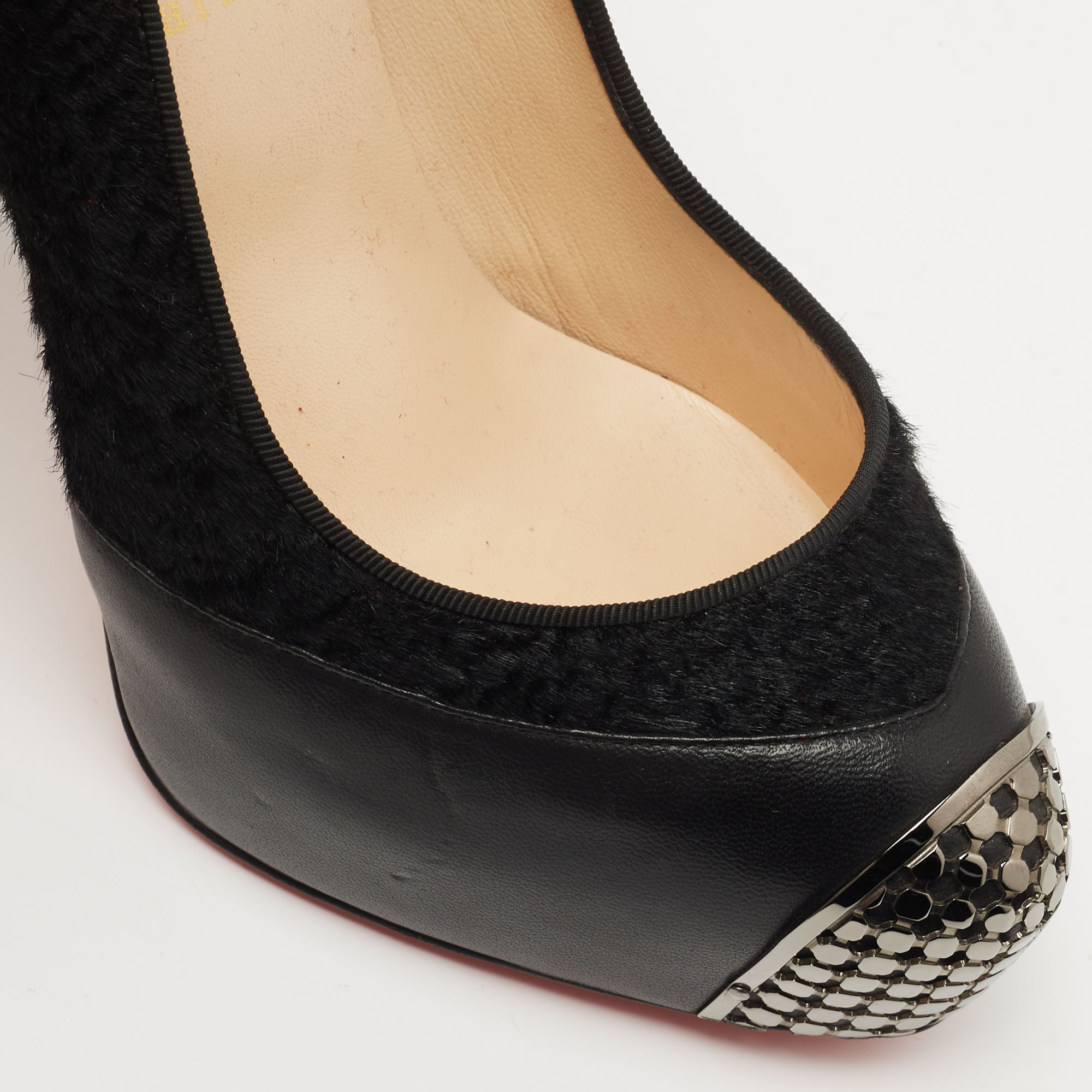 Christian Louboutin Black Calfhair And Leather Maggie Pumps Size 40