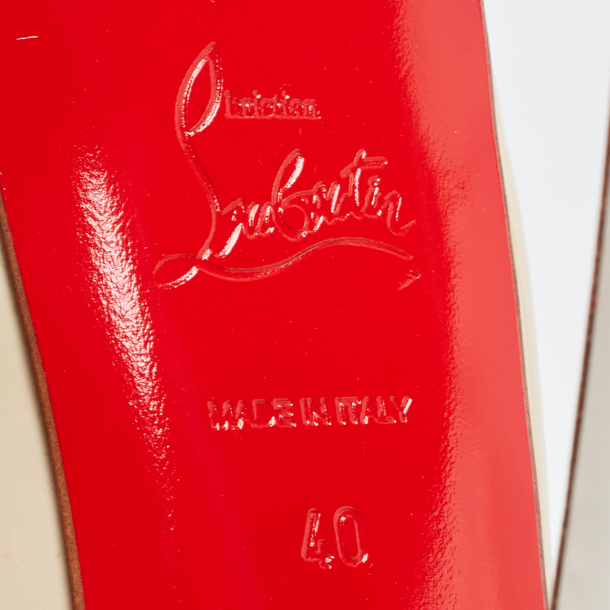 Christian Louboutin Tricolor Patent Leather Lady Peep Slingback Pumps Size 40