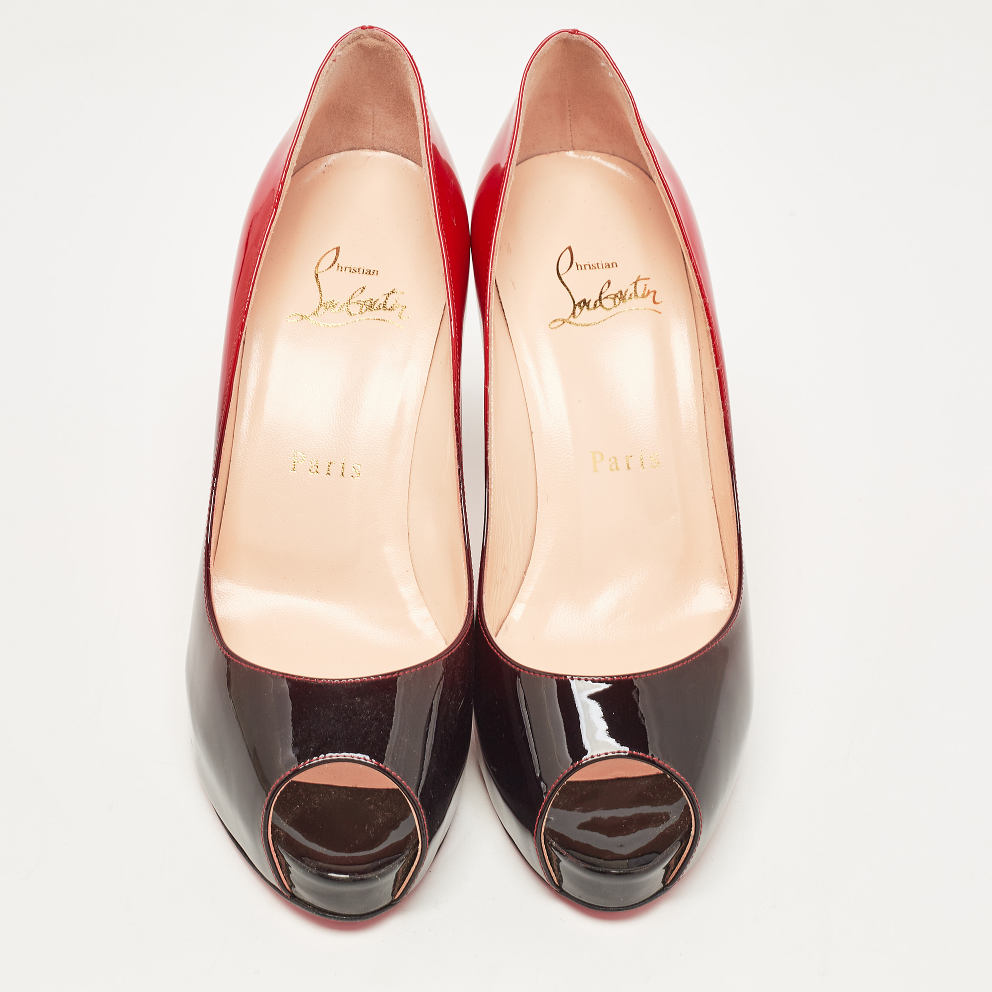 Christian Louboutin Red/Black Patent Very Prive Pumps Size 37