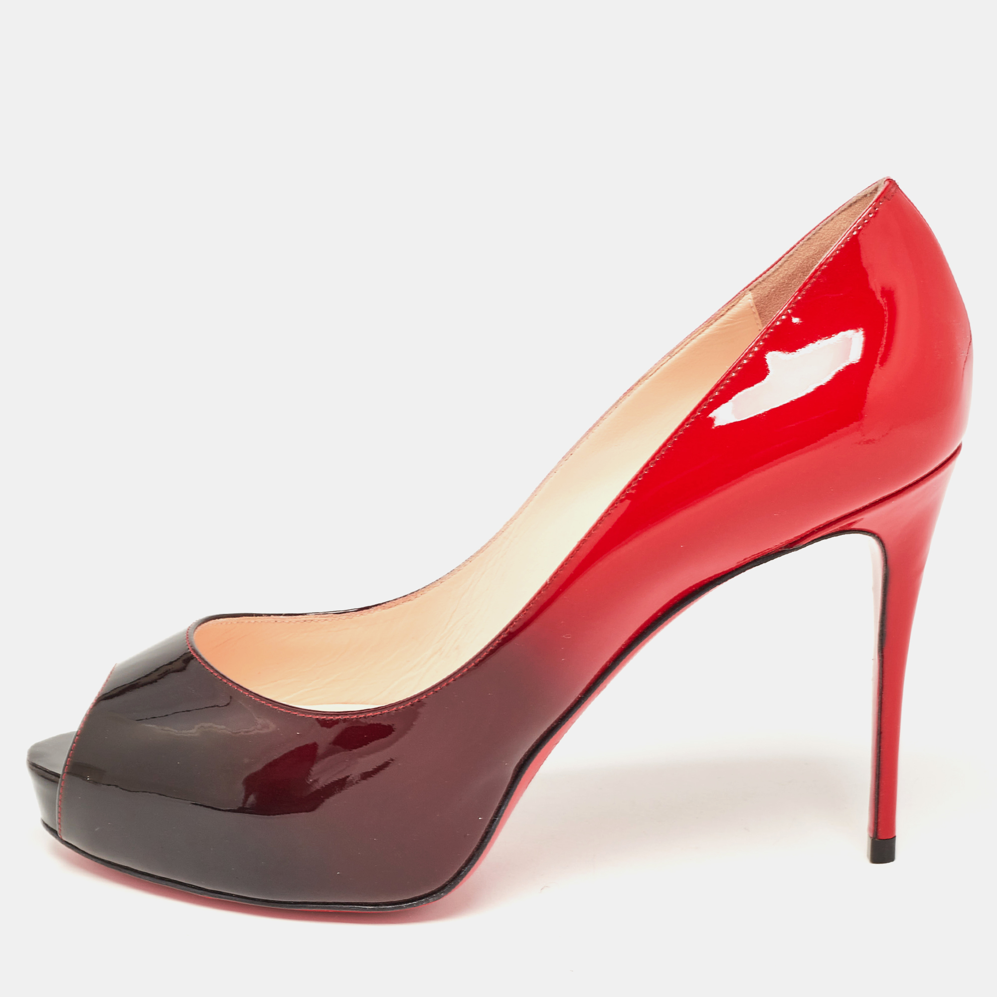 Christian Louboutin Red/Black Patent Very Prive Pumps Size 37