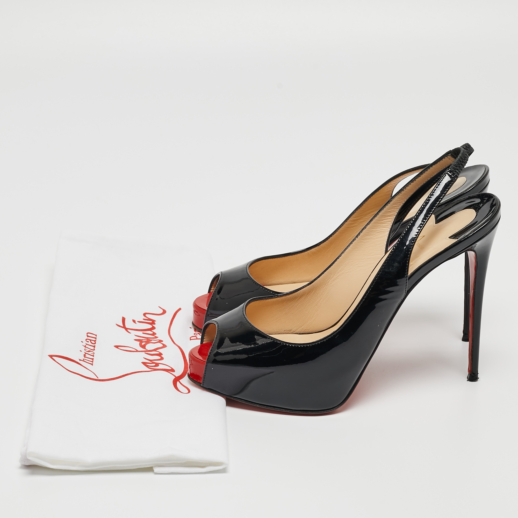 Christian Louboutin Black Patent Private Number Sandals Size 36