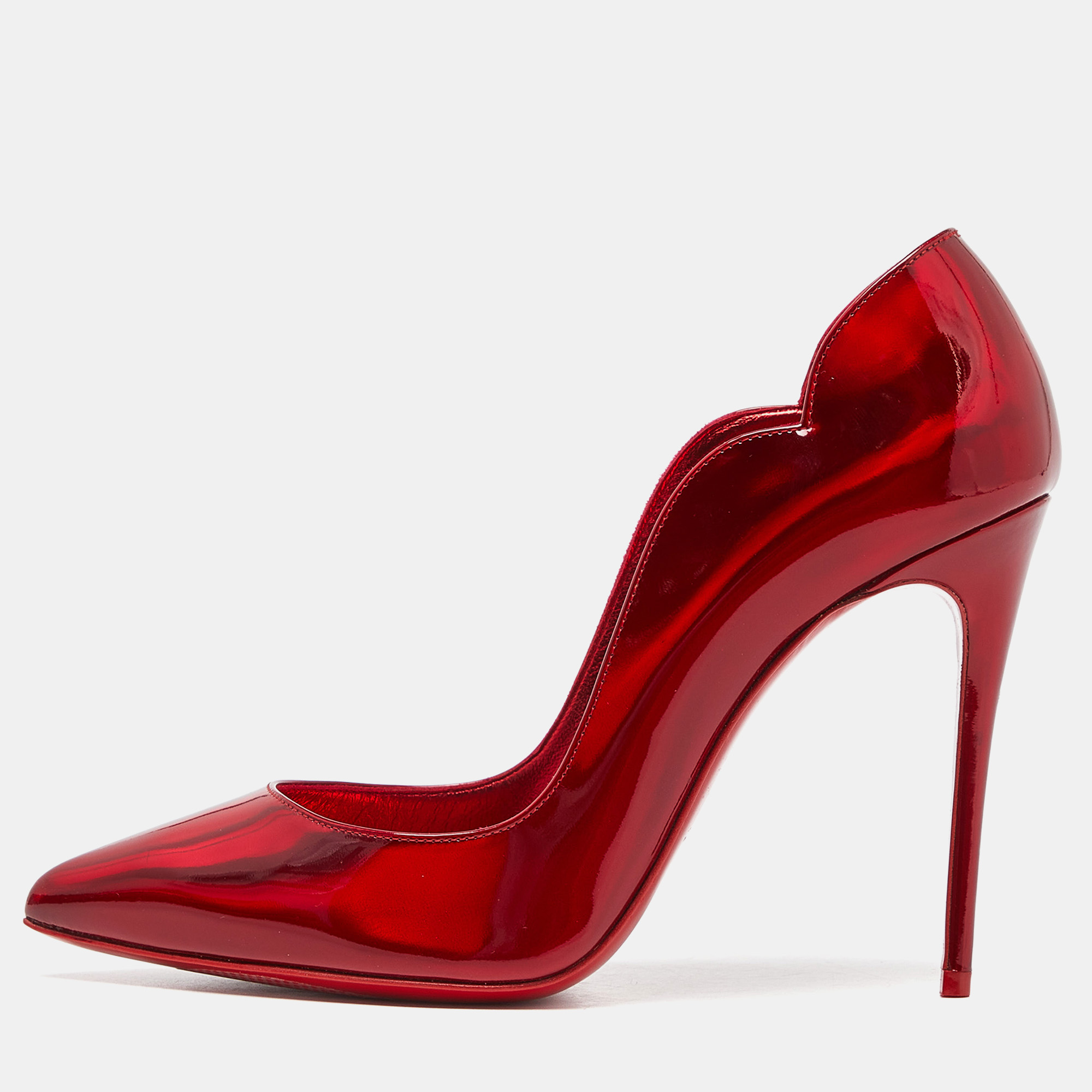 Christian louboutin red patent leather hot chick pumps size 37.5