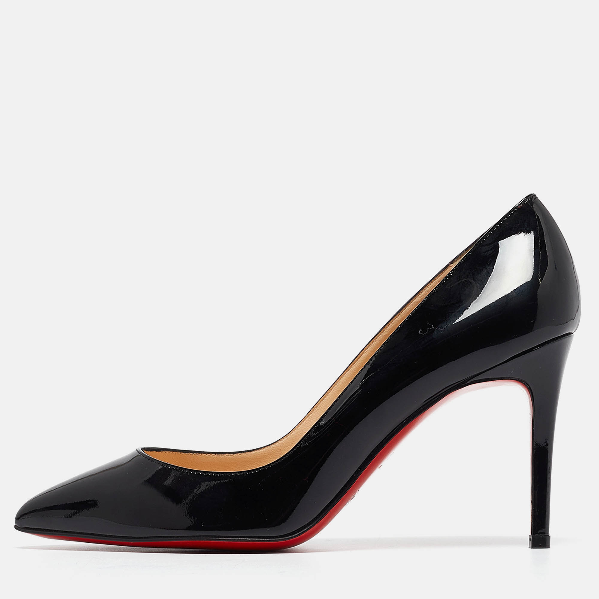 Christian louboutin black patent leather pigalle pumps size 37.5