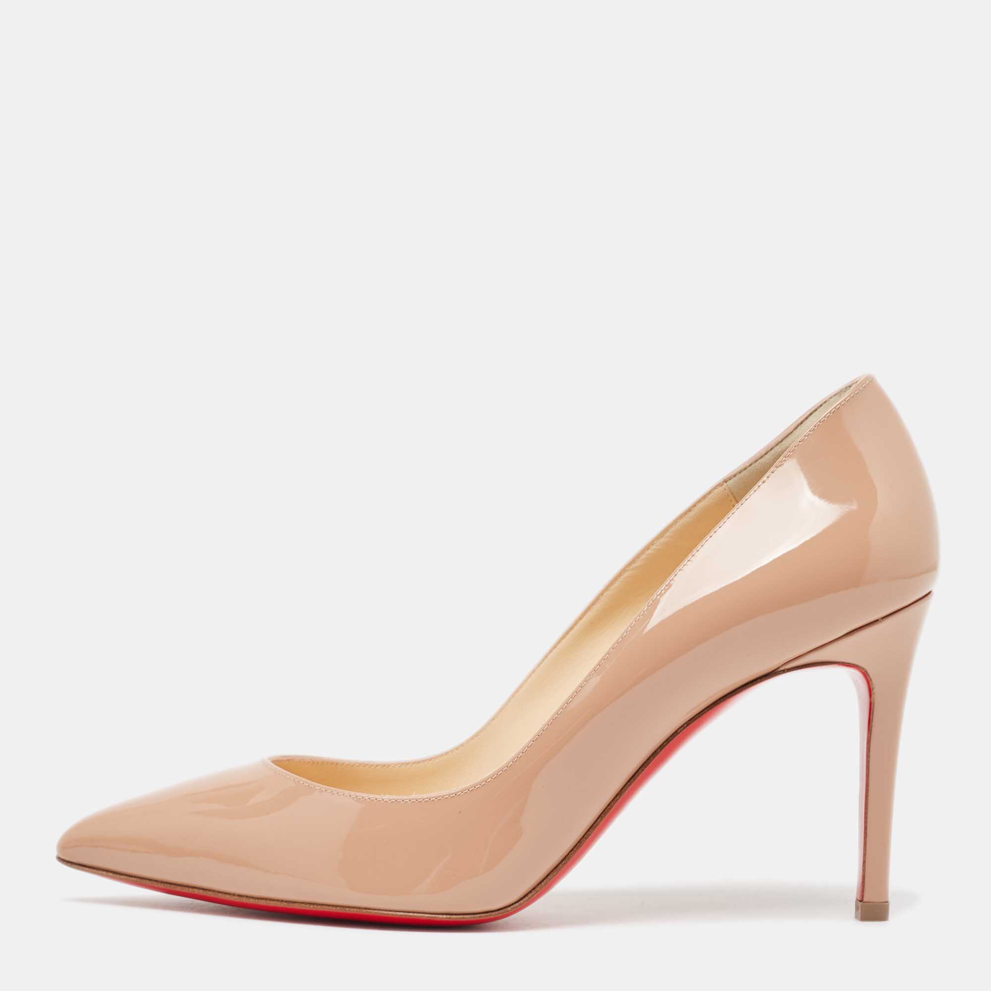 Christian louboutin beige patent leather pigalle pumps size 37
