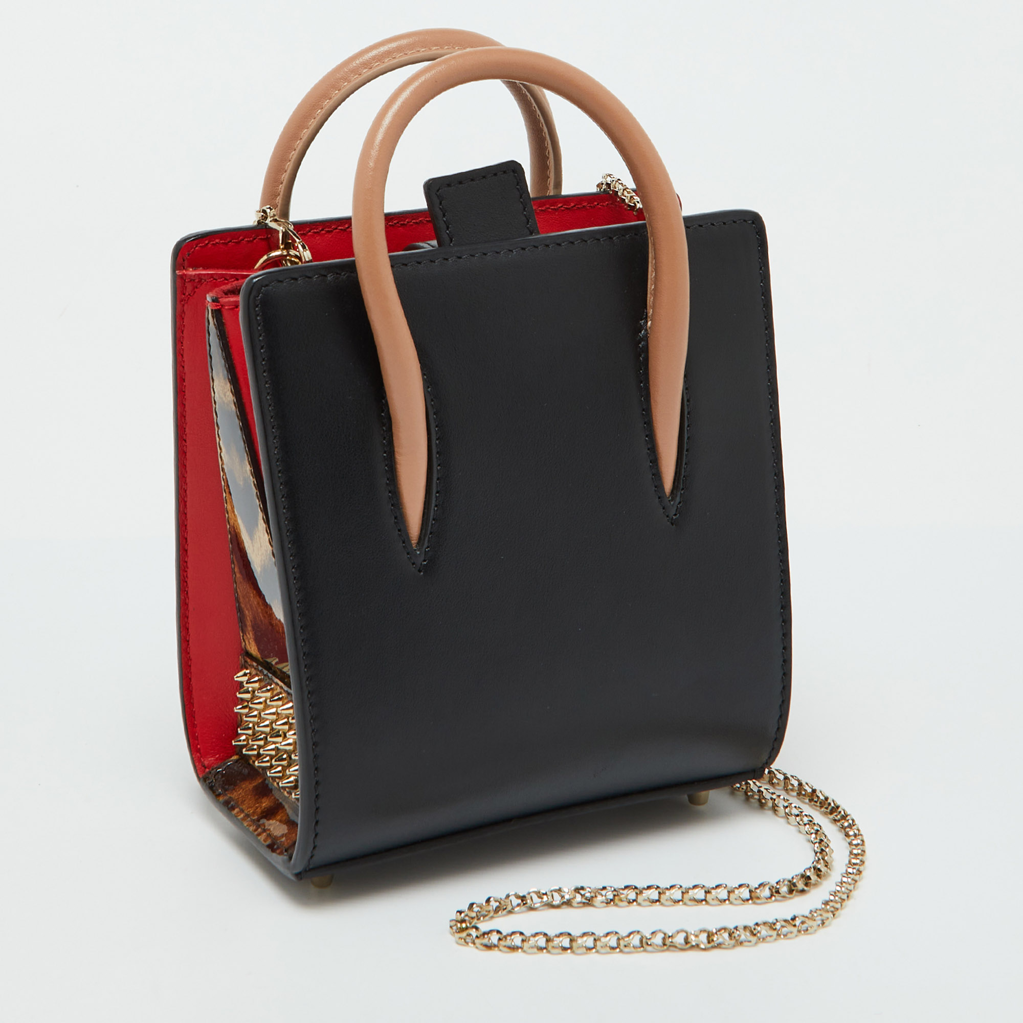 Christian Louboutin Black Leather Nano 2Way Spike Paloma Tote