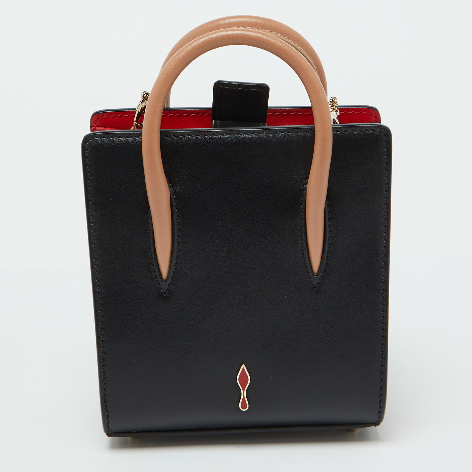 Christian Louboutin Black Leather Nano 2Way Spike Paloma Tote