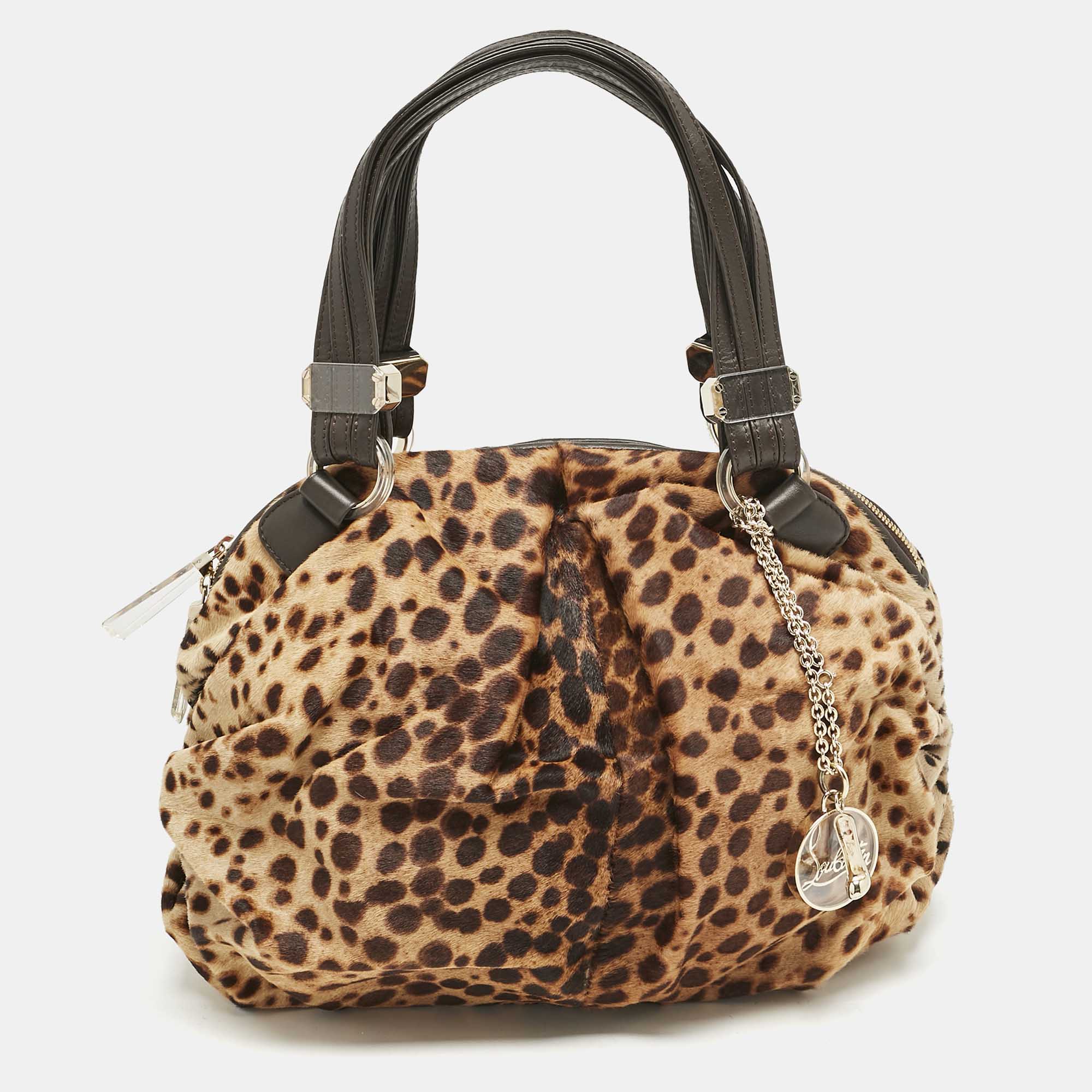 Christian Louboutin Brown Leopard Print Calfhair and Leather Pleated Satchel
Christian Louboutin Brown Leopard Print Calfhair and Leather Pleated Satchel