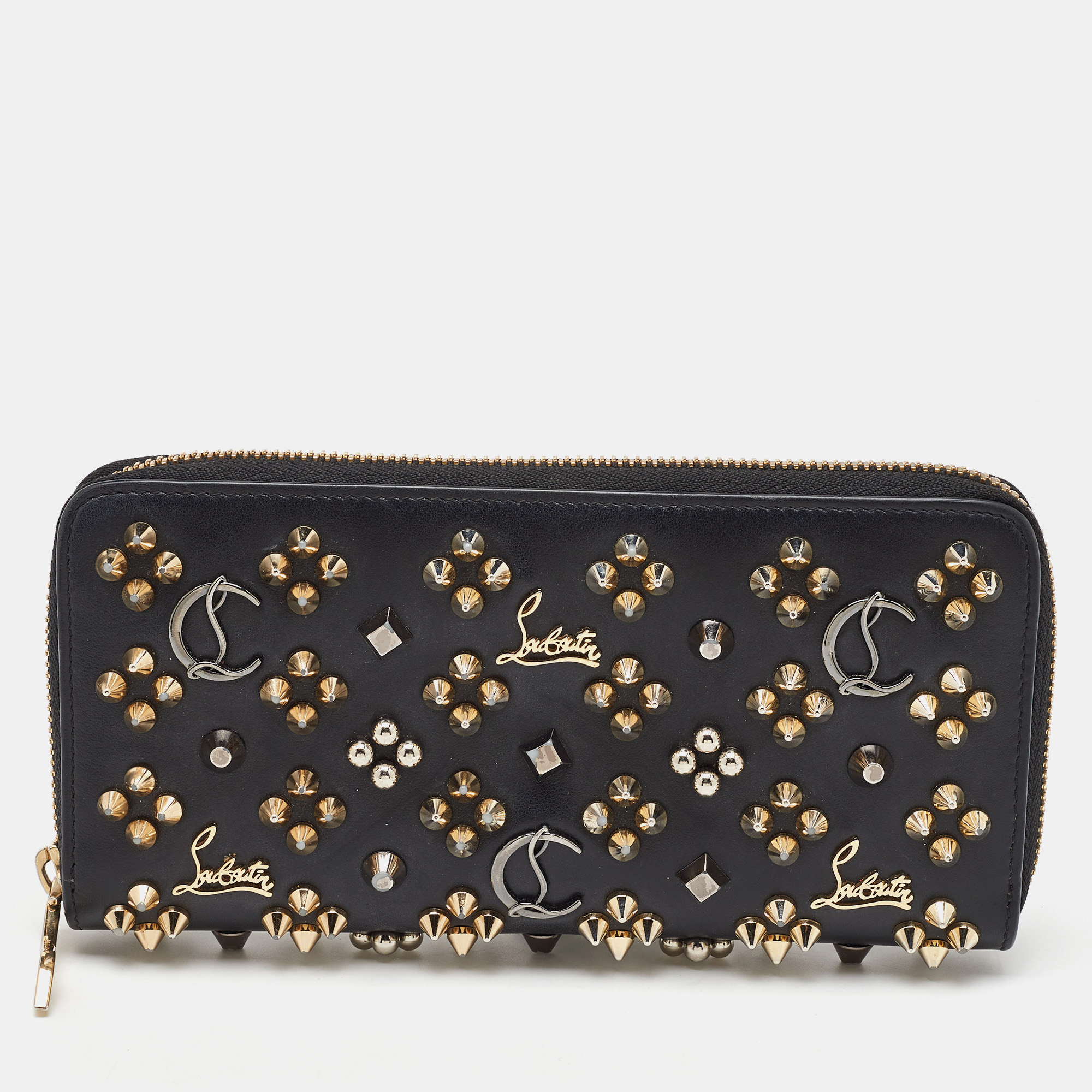 Christian Louboutin Black Leather Spike Panettone Zip Around Wallet
Christian Louboutin Black Leather Spike Panettone Zip Around Wallet