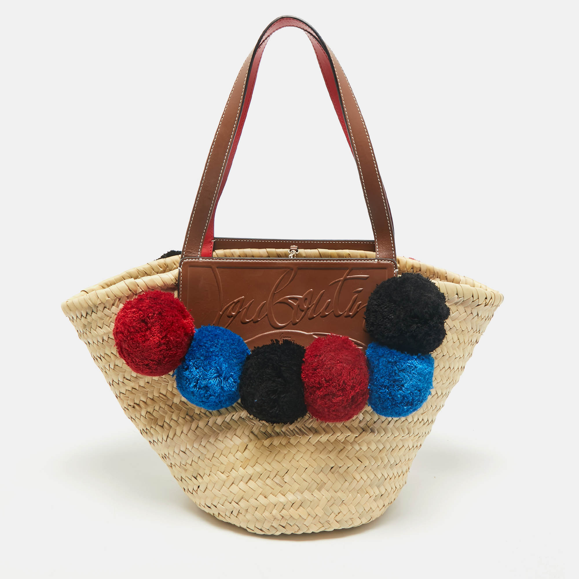 Christian Louboutin Tan/Natural Raffia Palm Pompom Loubishore Basket Bag
Christian Louboutin Tan/Natural Raffia Palm Pompom Loubishore Basket Bag