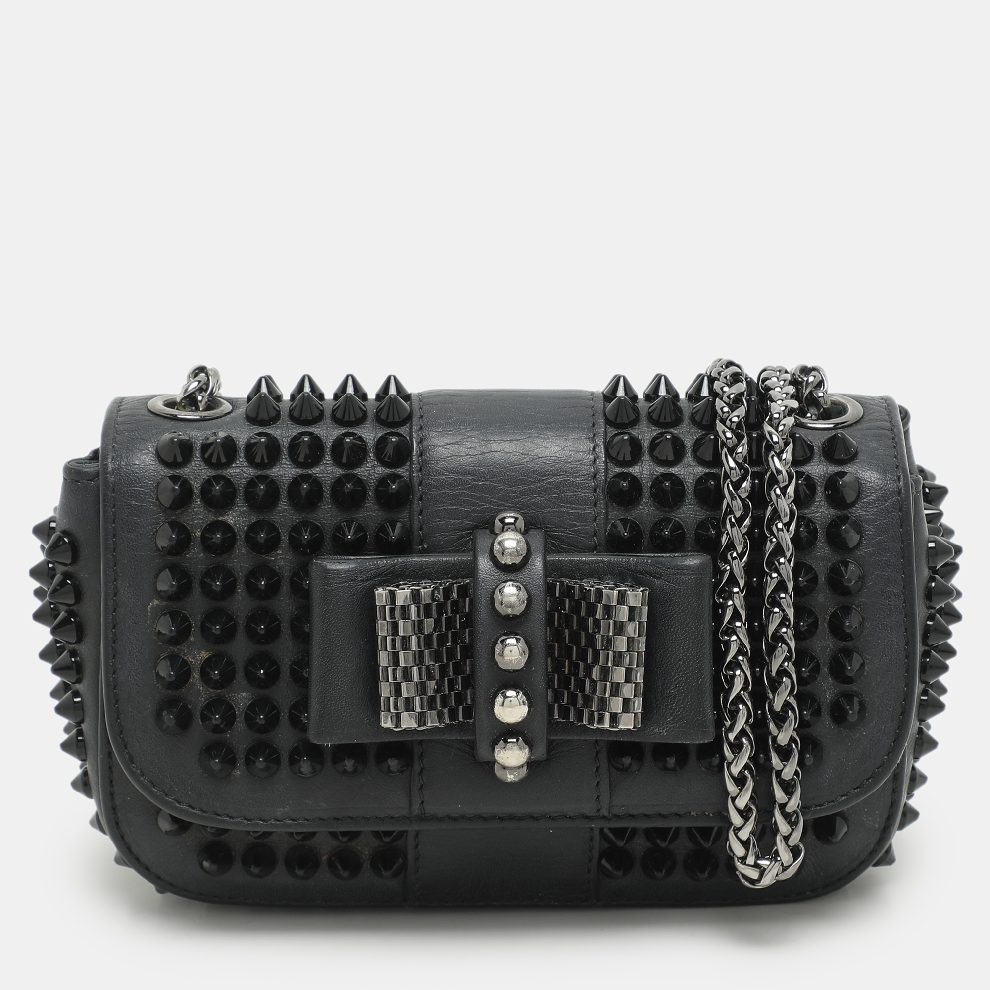 Christian Louboutin Black Leather Mini Spiked Sweet Charity Crossbody Bag
Christian Louboutin Black Leather Mini Spiked Sweet Charity Crossbody Bag