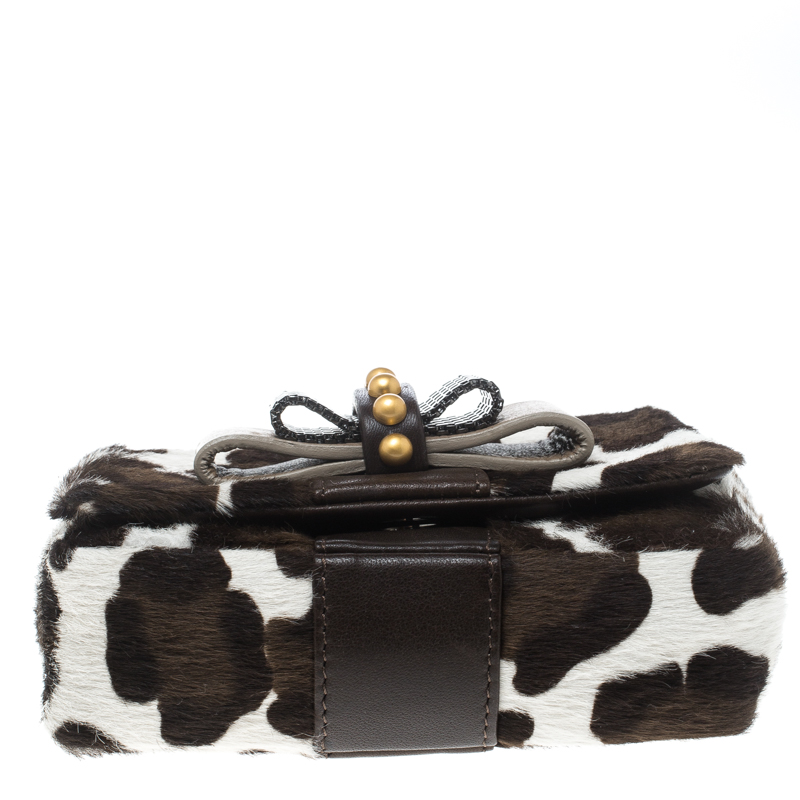 Christian Louboutin White Animal Print Calfhair Mini Sweet Charity Shoulder Bag