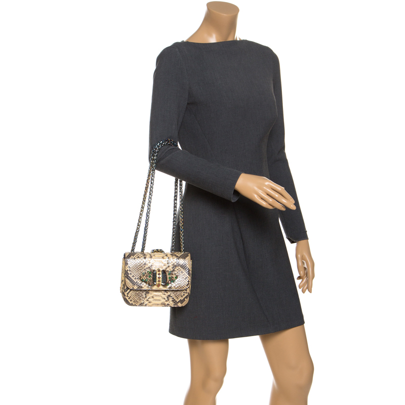Christian Louboutin Beige Python and Leather Baby Crystal Sweet Charity Shoulder Bag
Christian Louboutin Beige Python and Leather Baby Crystal Sweet Charity Shoulder Bag