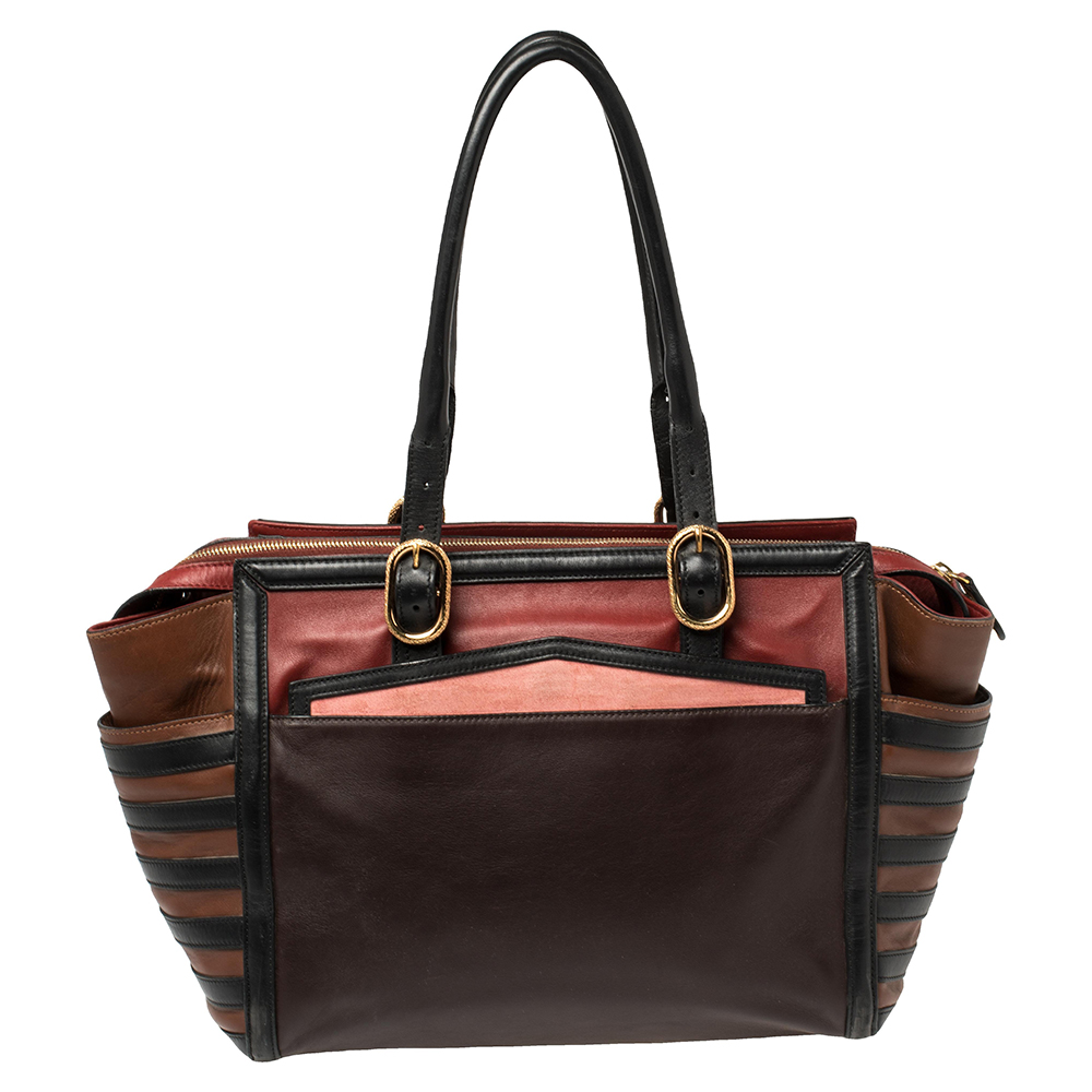 Christian Louboutin Multicolor Leather Buckle Tote