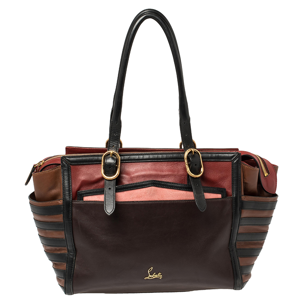 Christian louboutin multicolor leather buckle tote