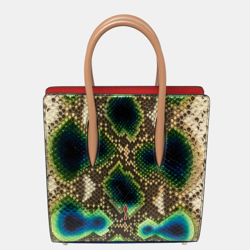 Christian Louboutin Multicolor Python And Patent Leather Small Paloma Tote