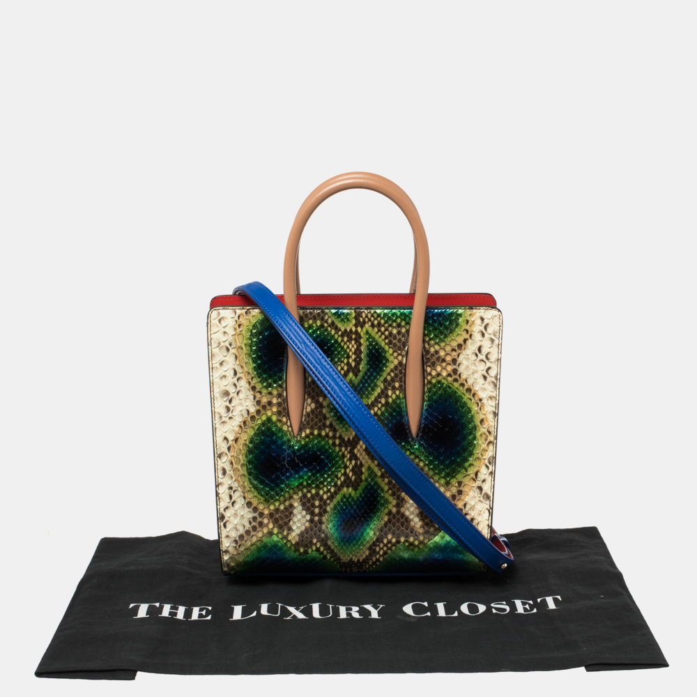 Christian Louboutin Multicolor Python And Patent Leather Small Paloma Tote