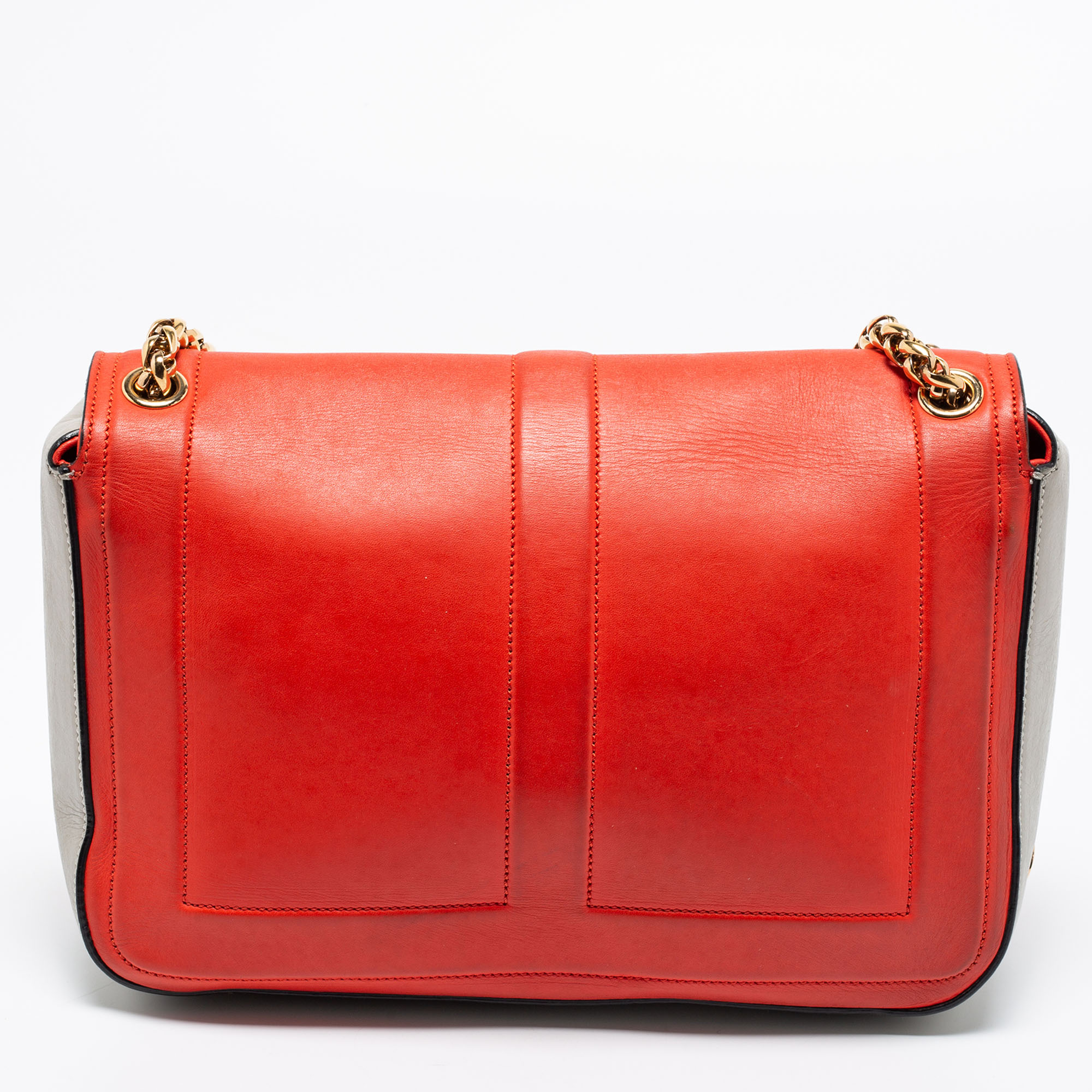 Christian Louboutin Orange/Grey Leather Sweet Charity Shoulder Bag