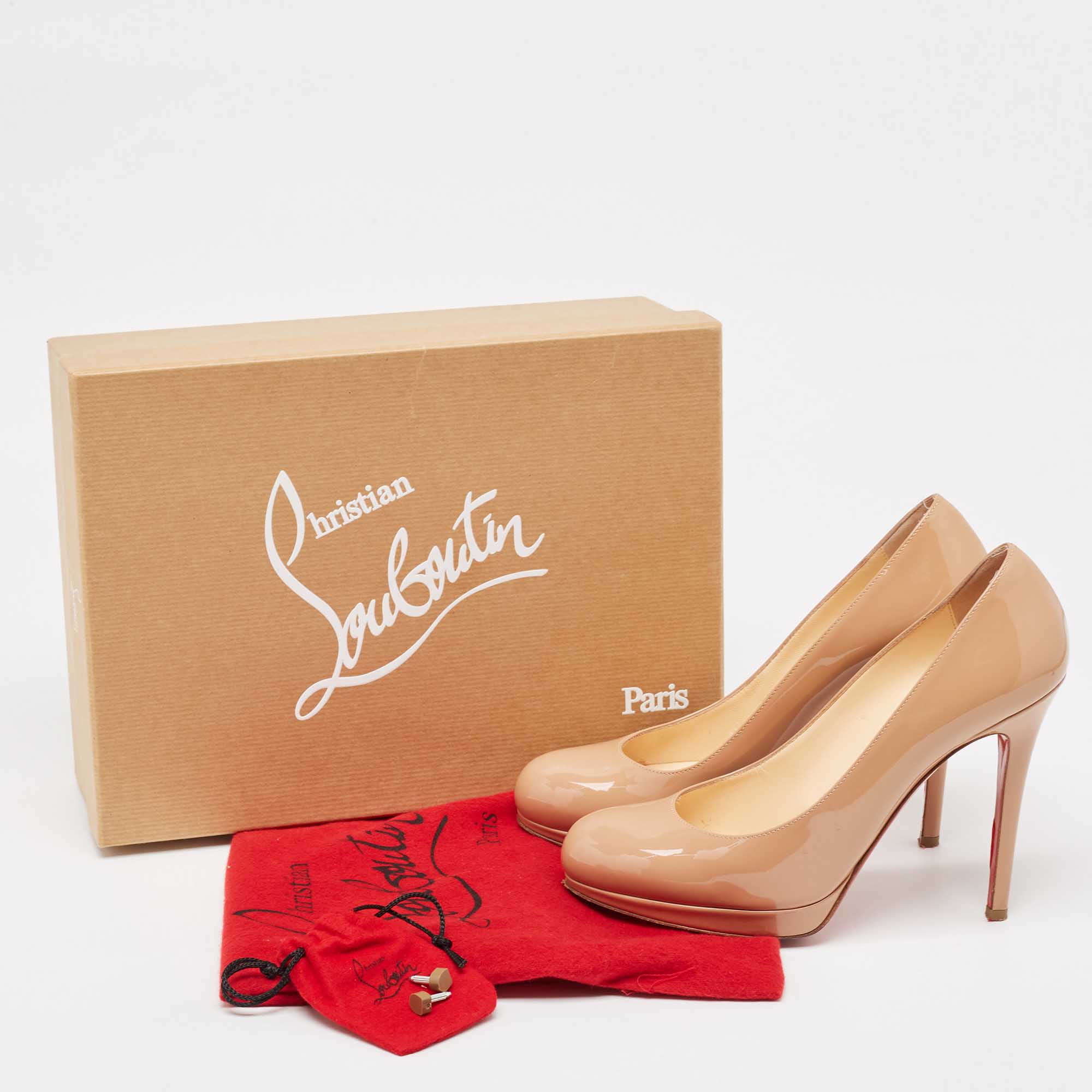 Christian Louboutin Beige Patent New Simple Pumps Size 36.5