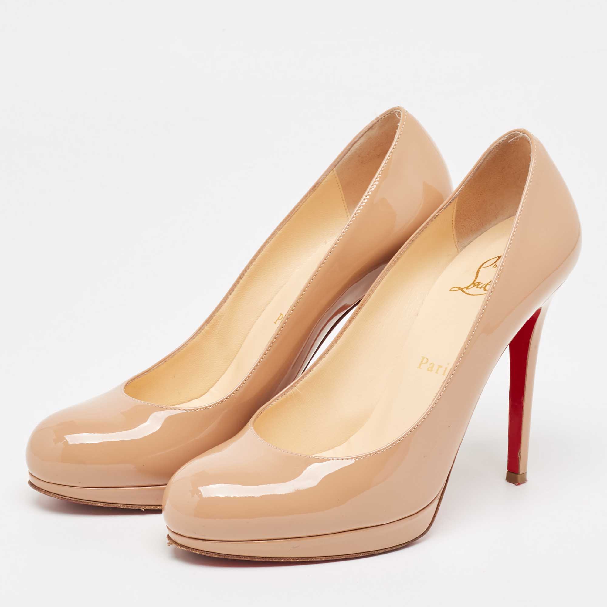 Christian Louboutin Beige Patent New Simple Pumps Size 36.5