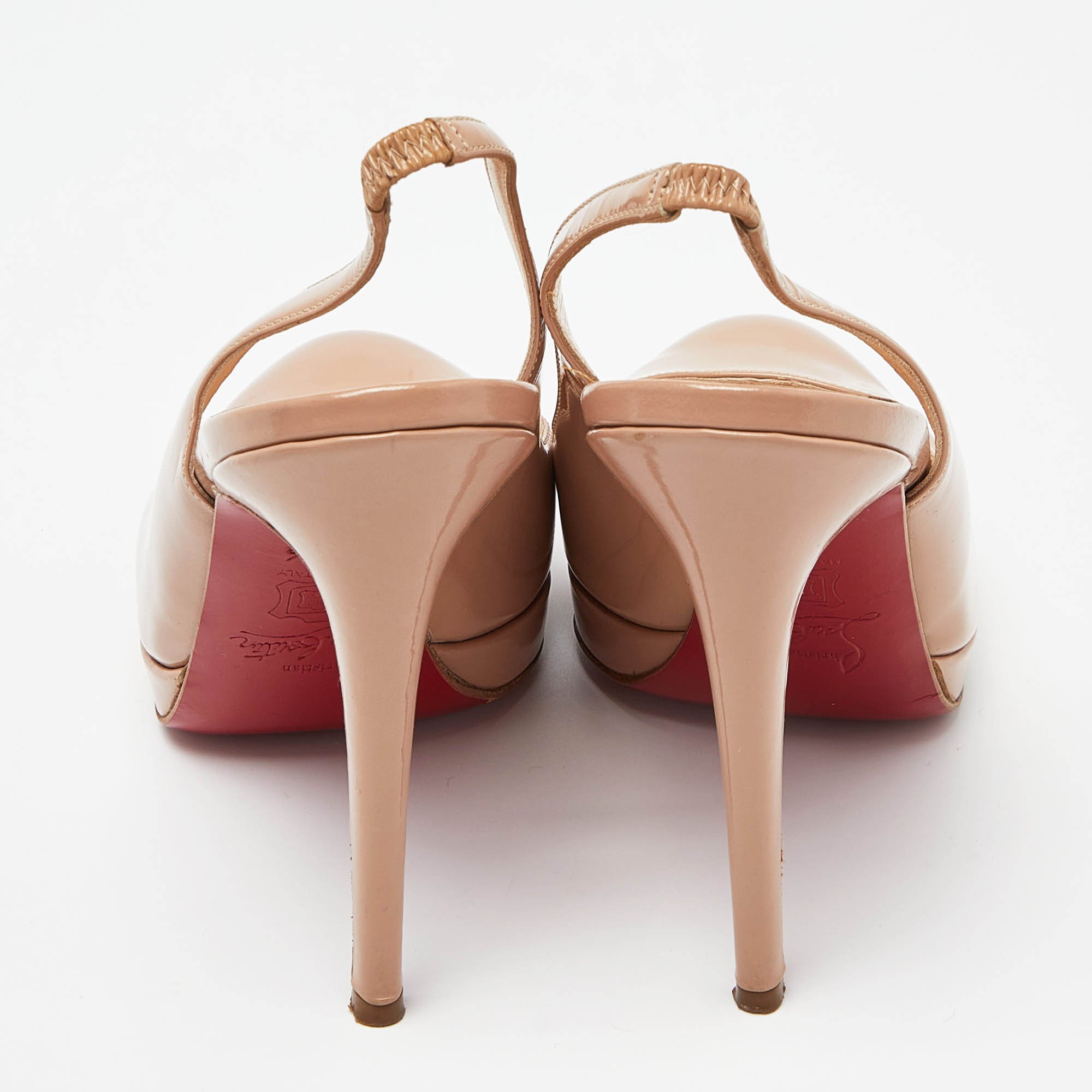 Christian Louboutin Beige Leather Round Toe Singback Pumps Size 39.5