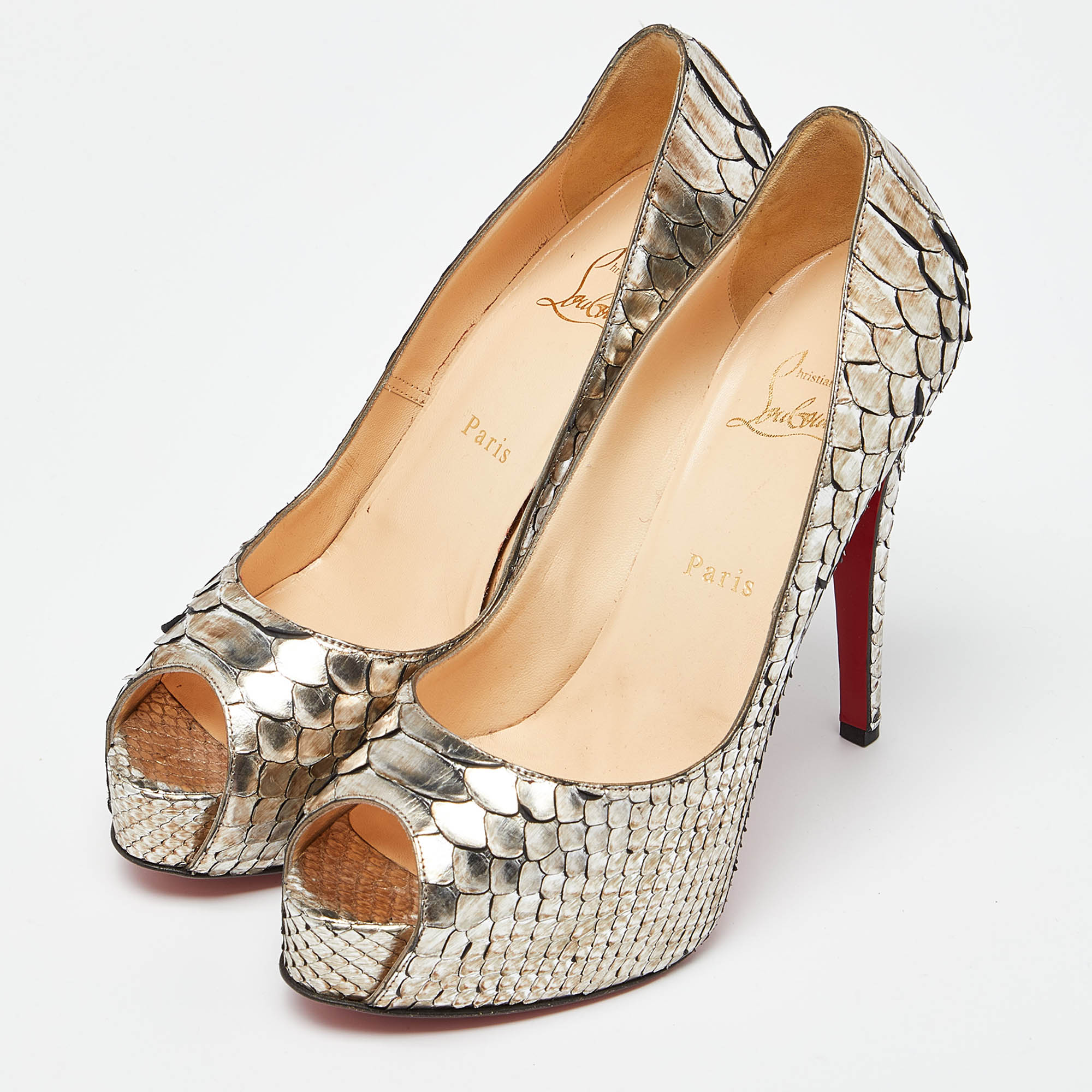 Christian Louboutin Metallic Python Very Prive Pumps Size 39