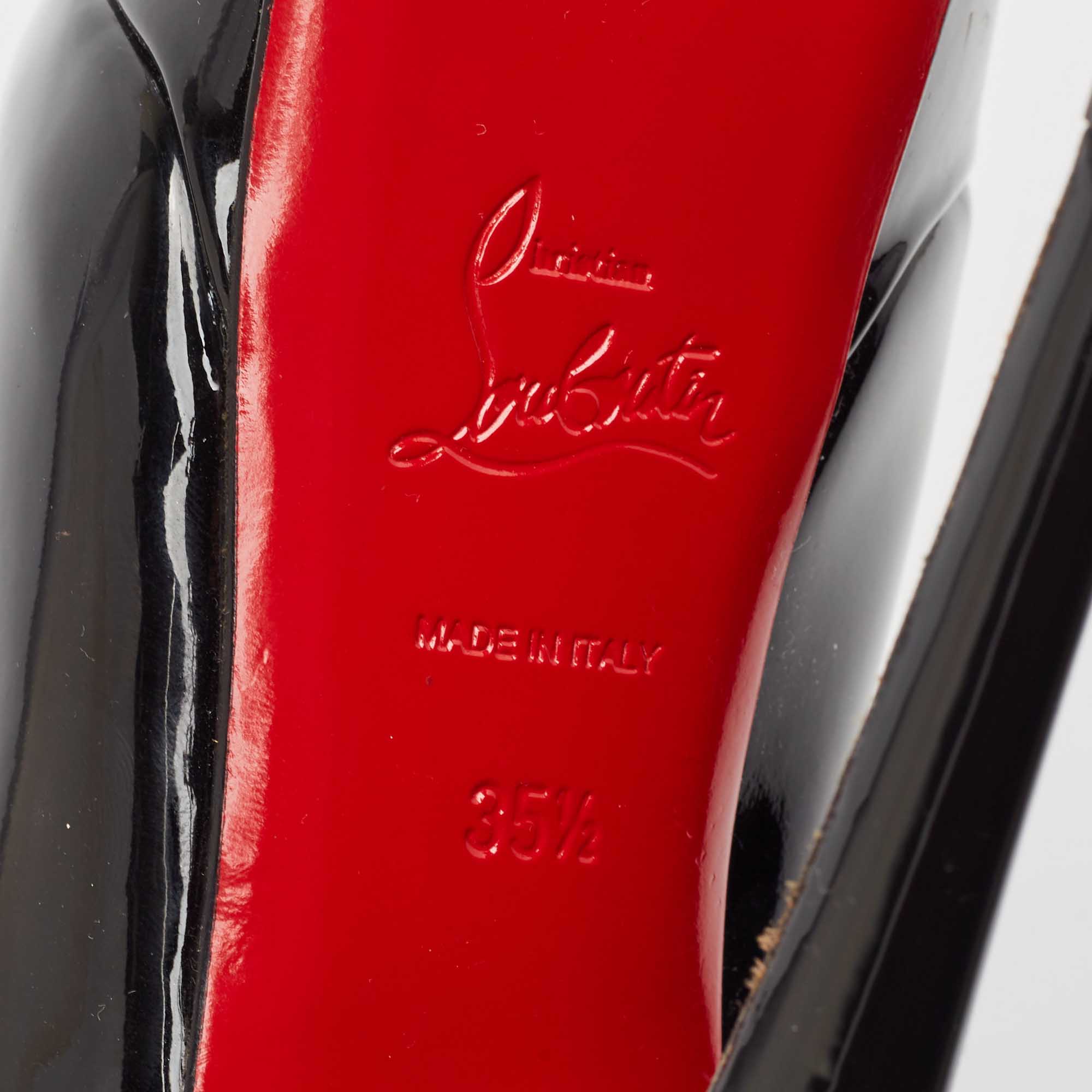 Christian Louboutin Black Patent Leather Lady Peep Pumps Size 35.5