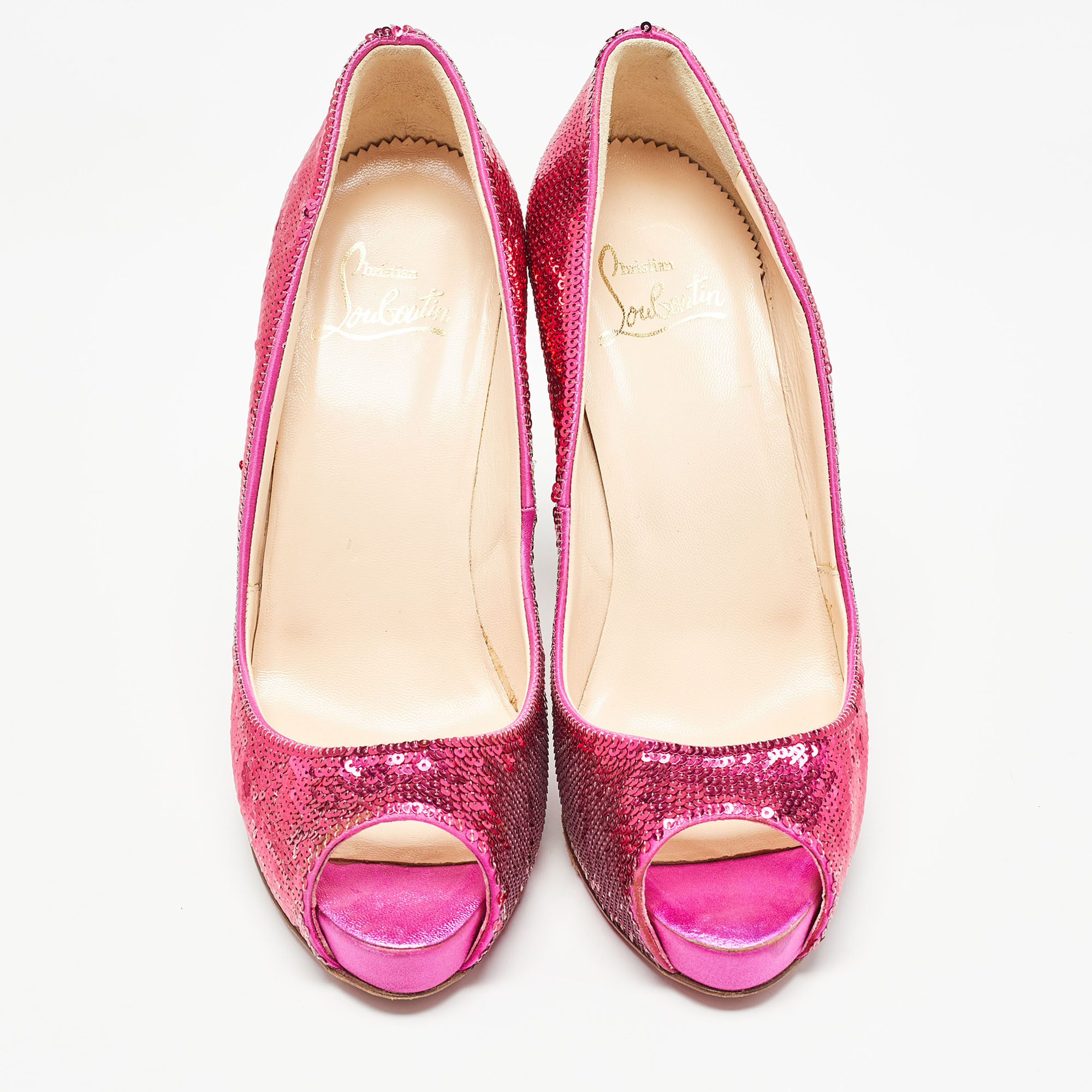 Christian Louboutin Pink Sequins Very Prive  Pumps Size 38.5