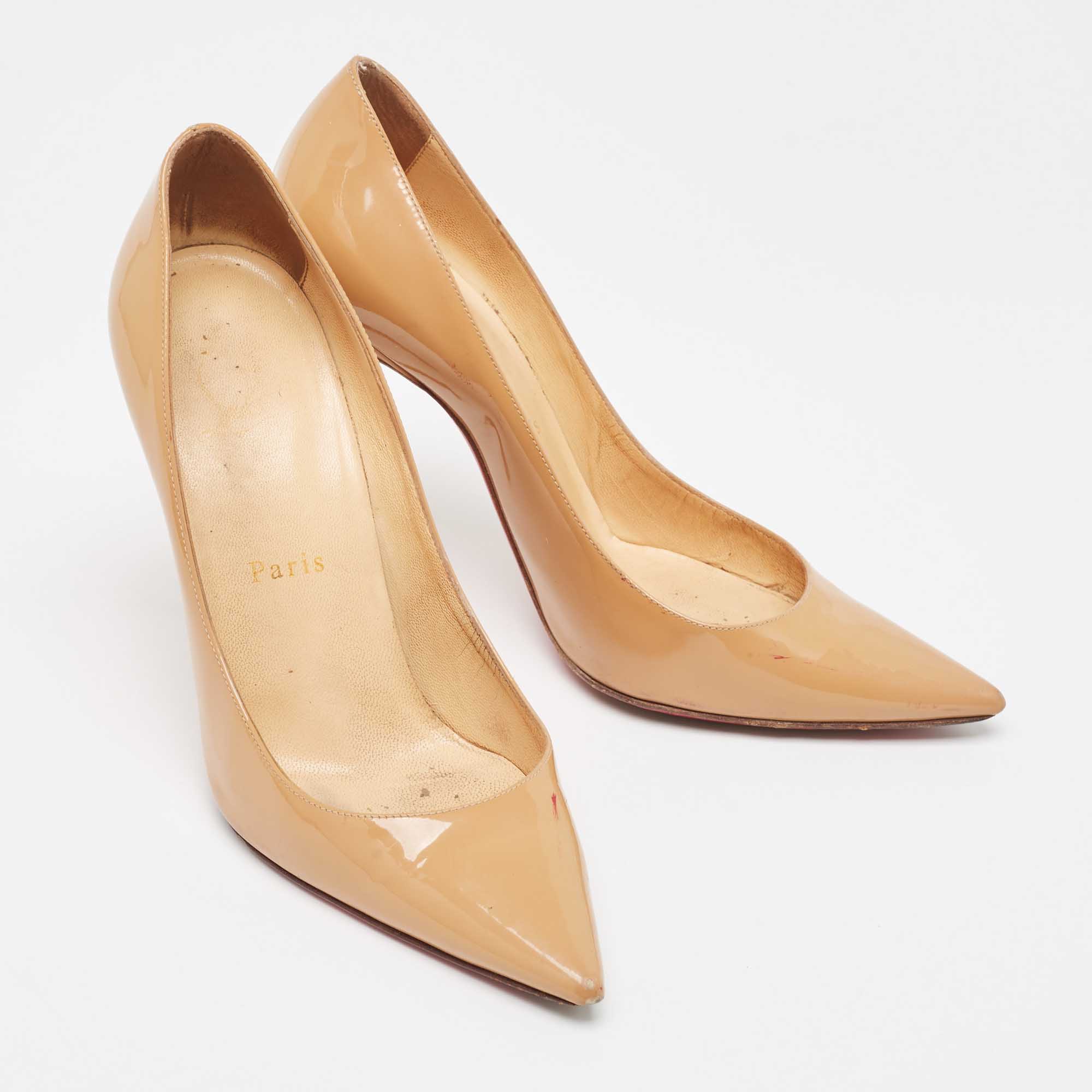 Christian Louboutin Beige Patent Leather Kate Pumps Size 37.5