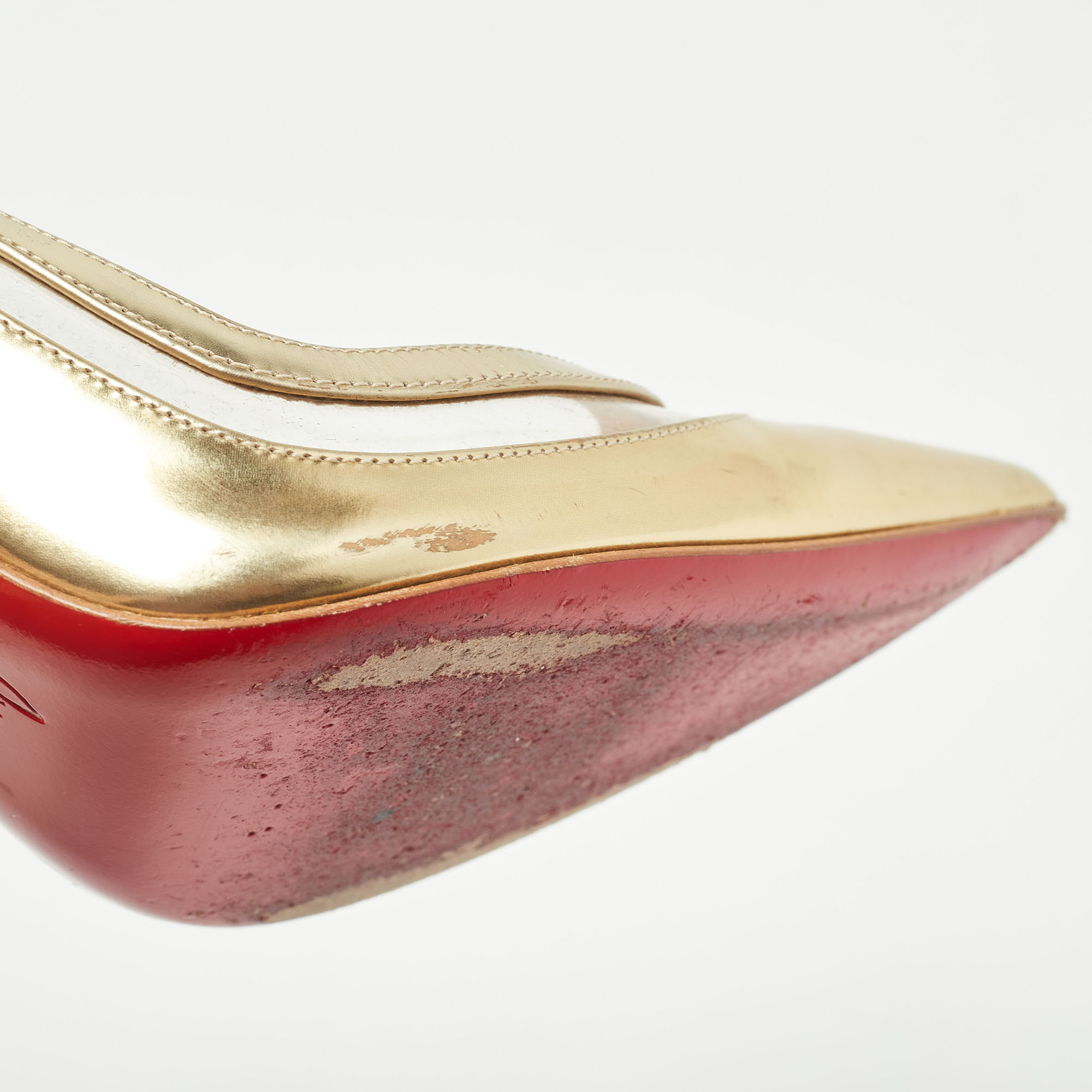 Christian Louboutin Gold Leather And PVC  Paulina Pumps Size 37