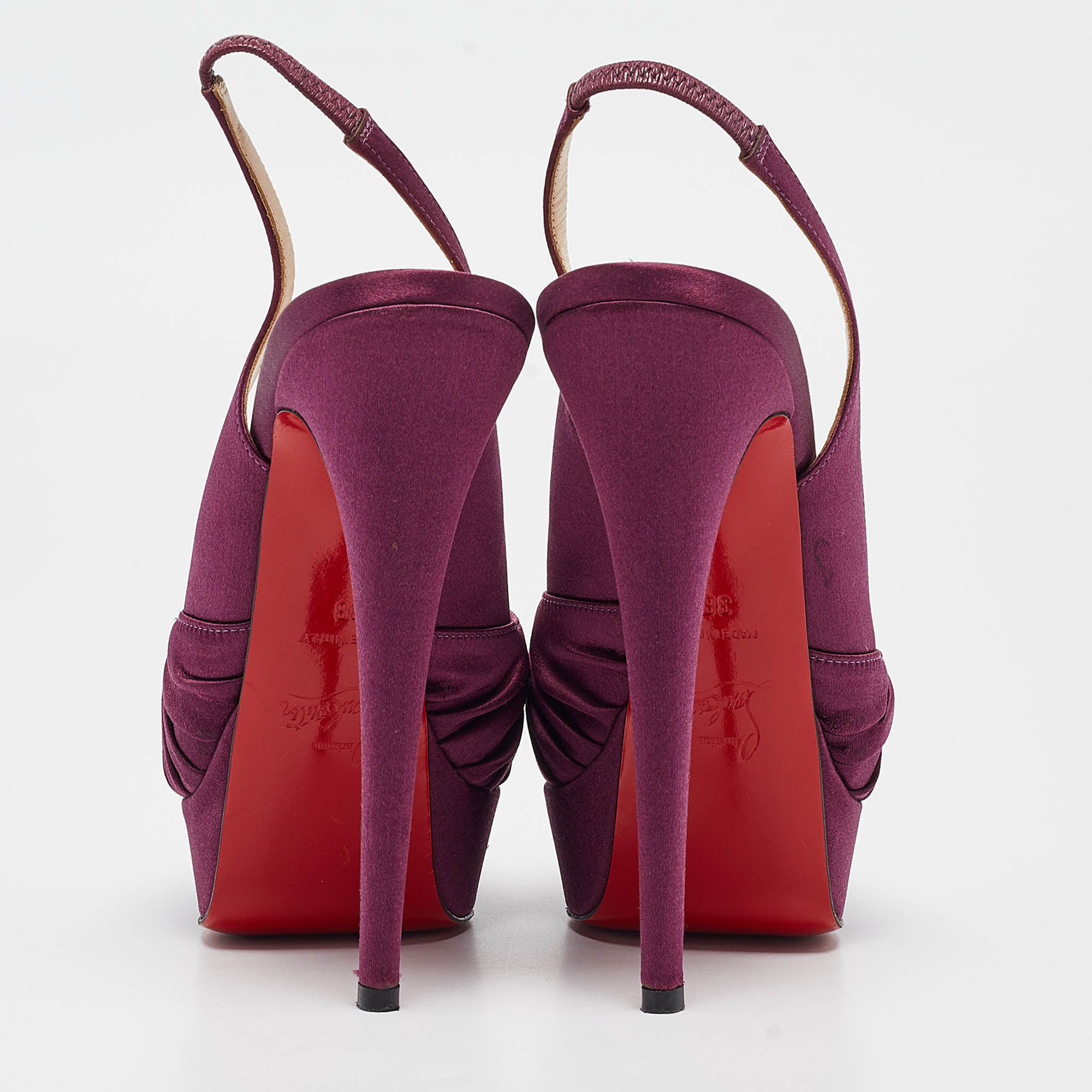 Christian Louboutin Purple Satin Jenny Slingback Pumps Size 38