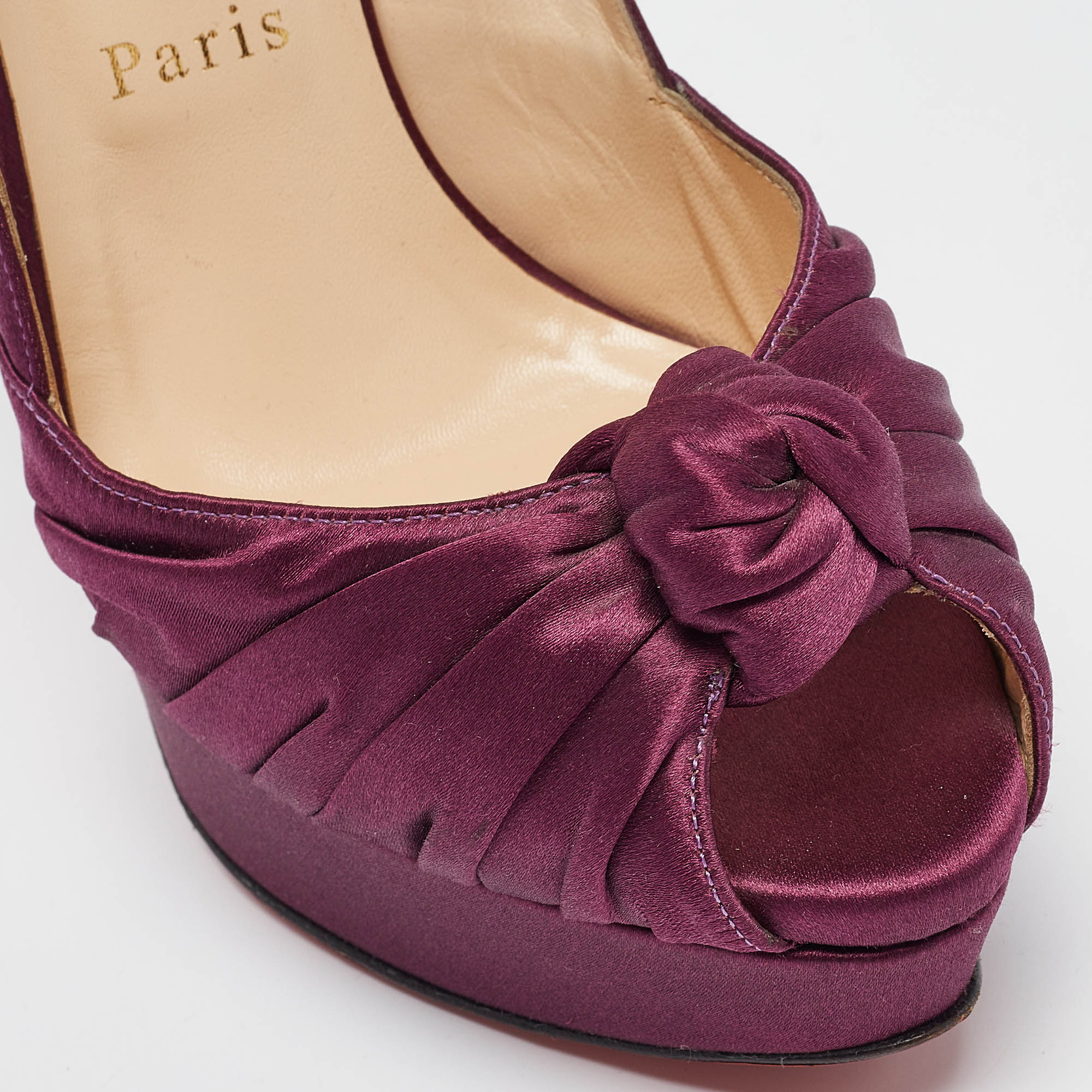 Christian Louboutin Purple Satin Jenny Slingback Pumps Size 38