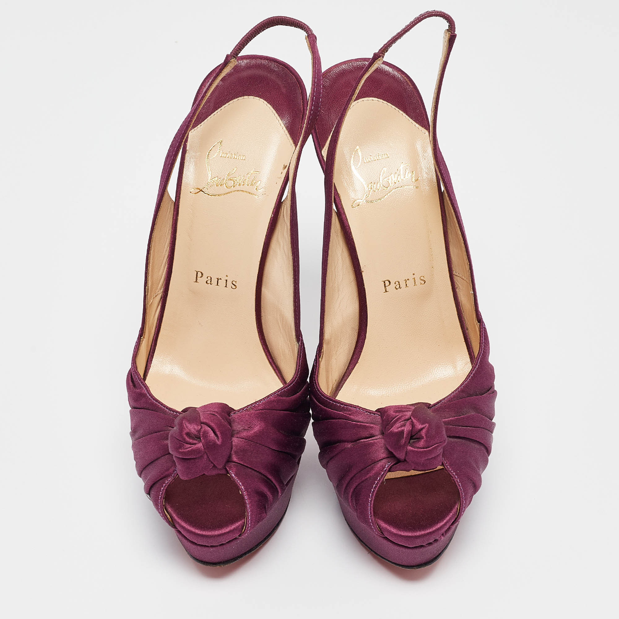 Christian Louboutin Purple Satin Jenny Slingback Pumps Size 38