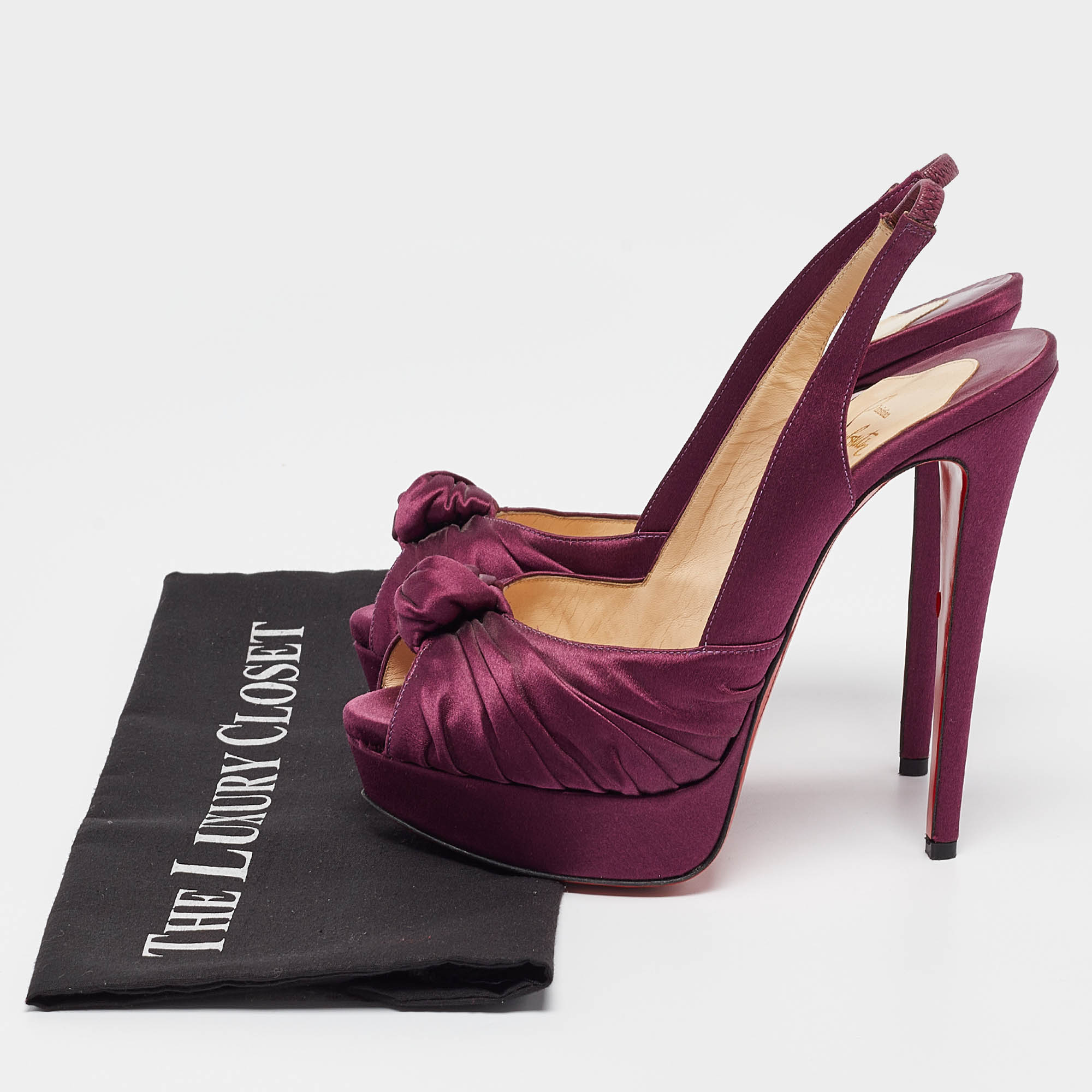 Christian Louboutin Purple Satin Jenny Slingback Pumps Size 38