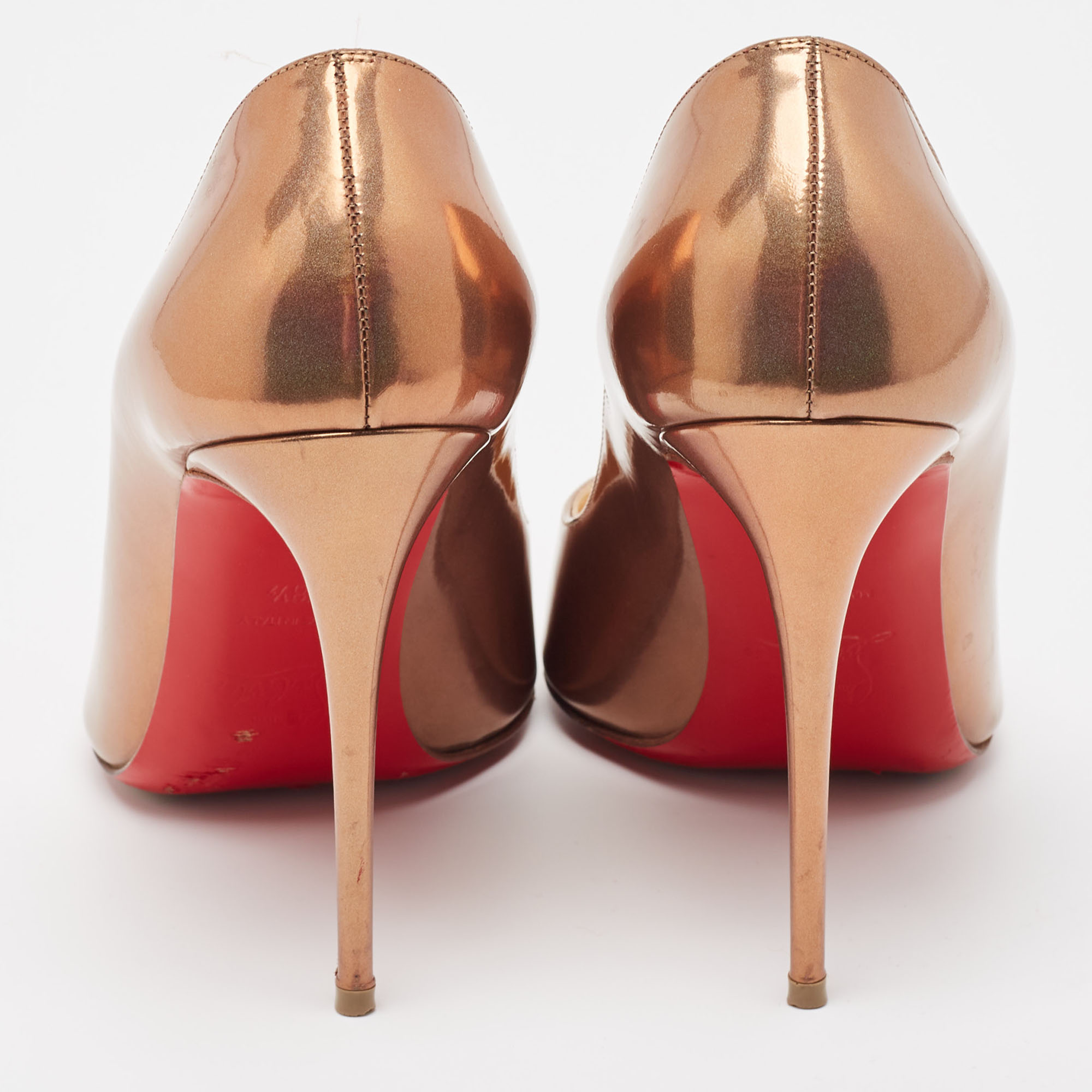 Christian Louboutin Metallic Brown Leather Breche Pumps Size 38.5