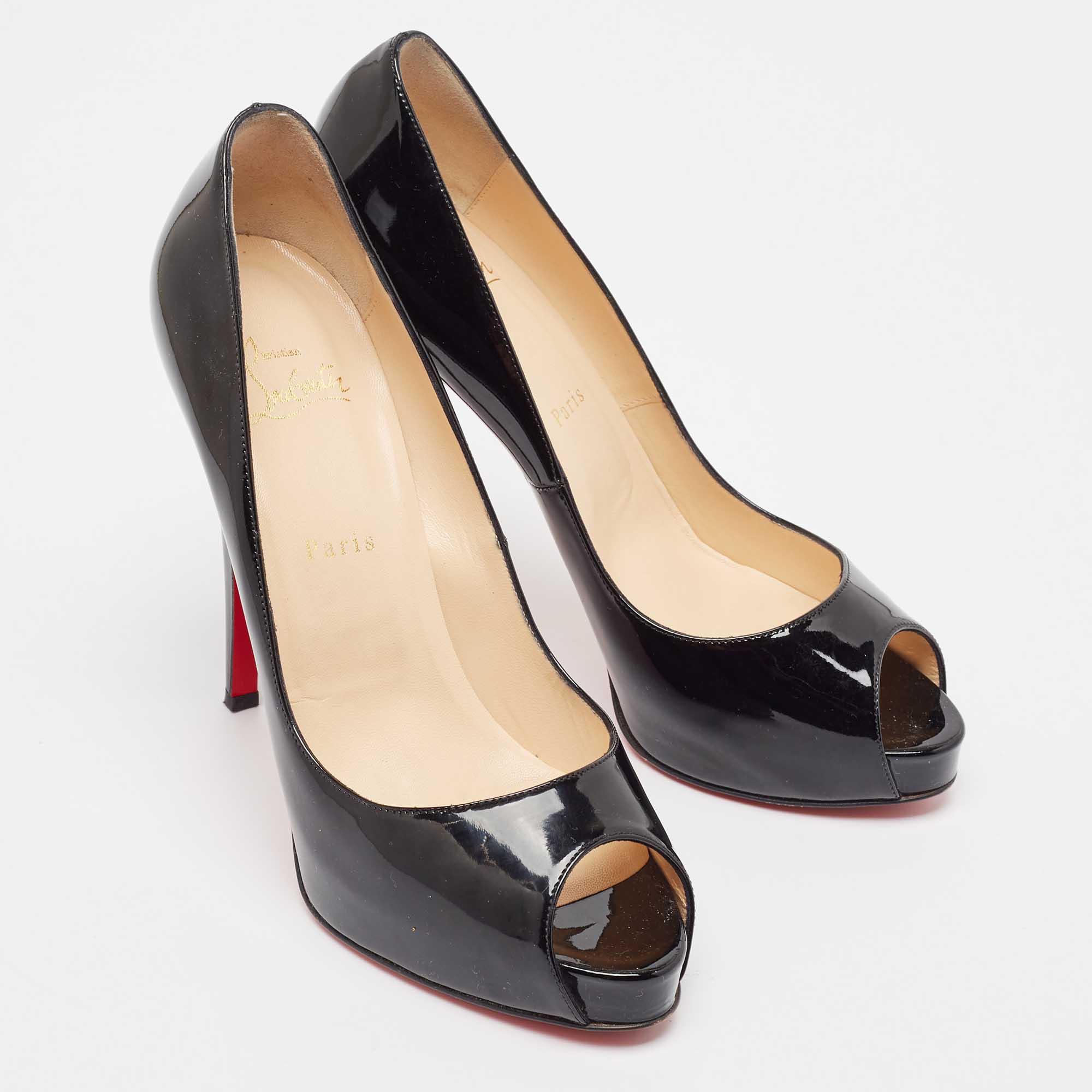 Christian Louboutin Black Patent Leather Very Prive Pumps Size 40.5