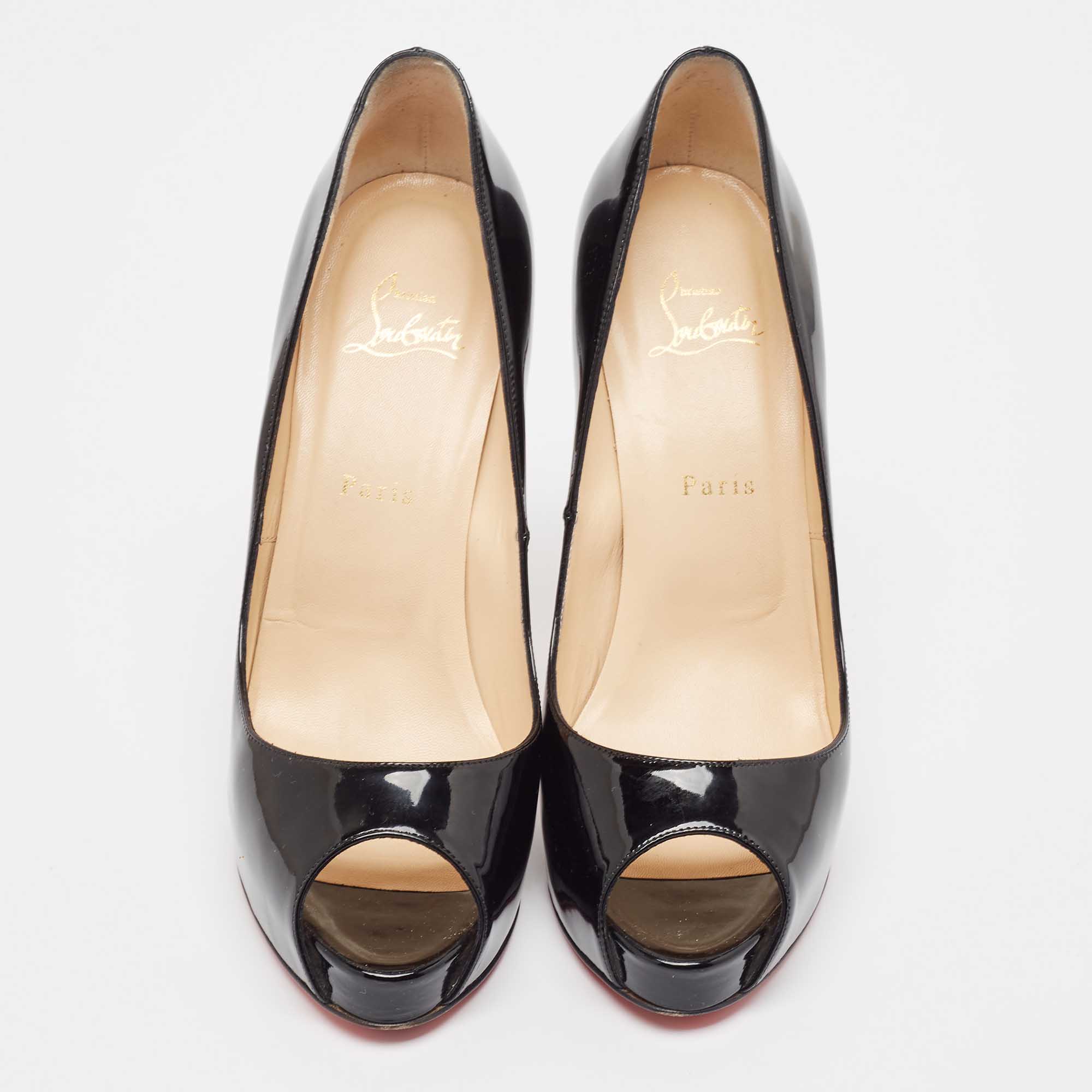 Christian Louboutin Black Patent Leather Very Prive Pumps Size 40.5