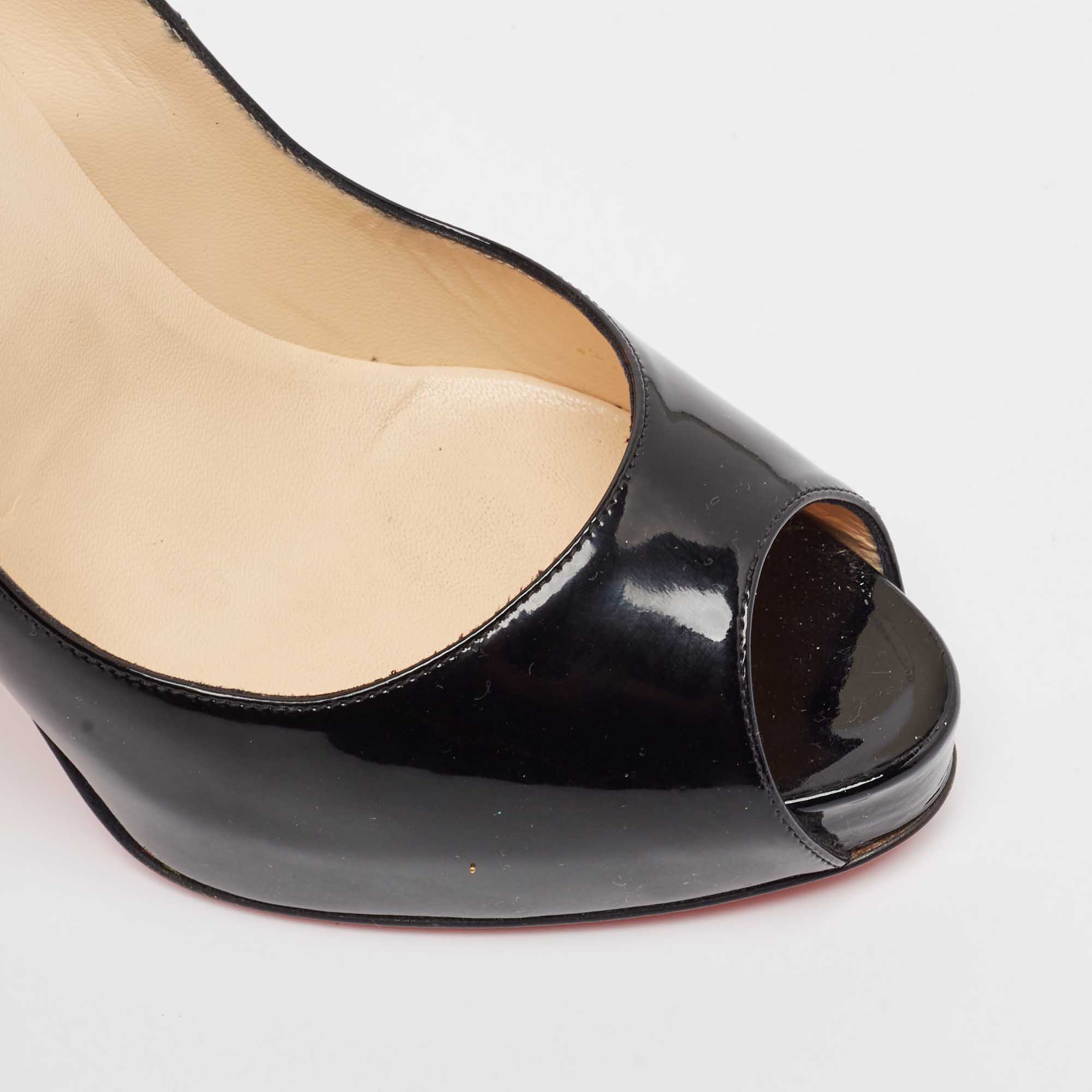 Christian Louboutin Black Patent Leather Very Prive Pumps Size 40.5