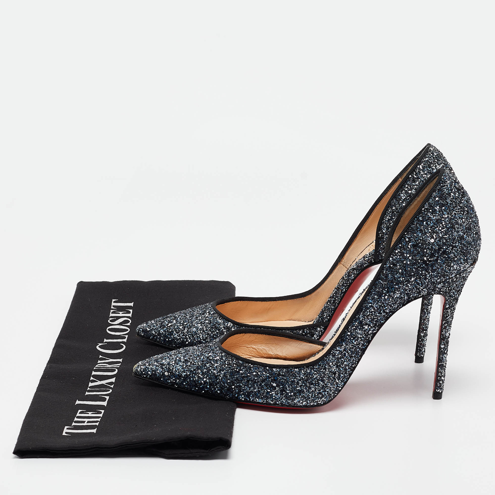 Christian Louboutin Grey Coarse Glitter Iriza Pumps Size 38