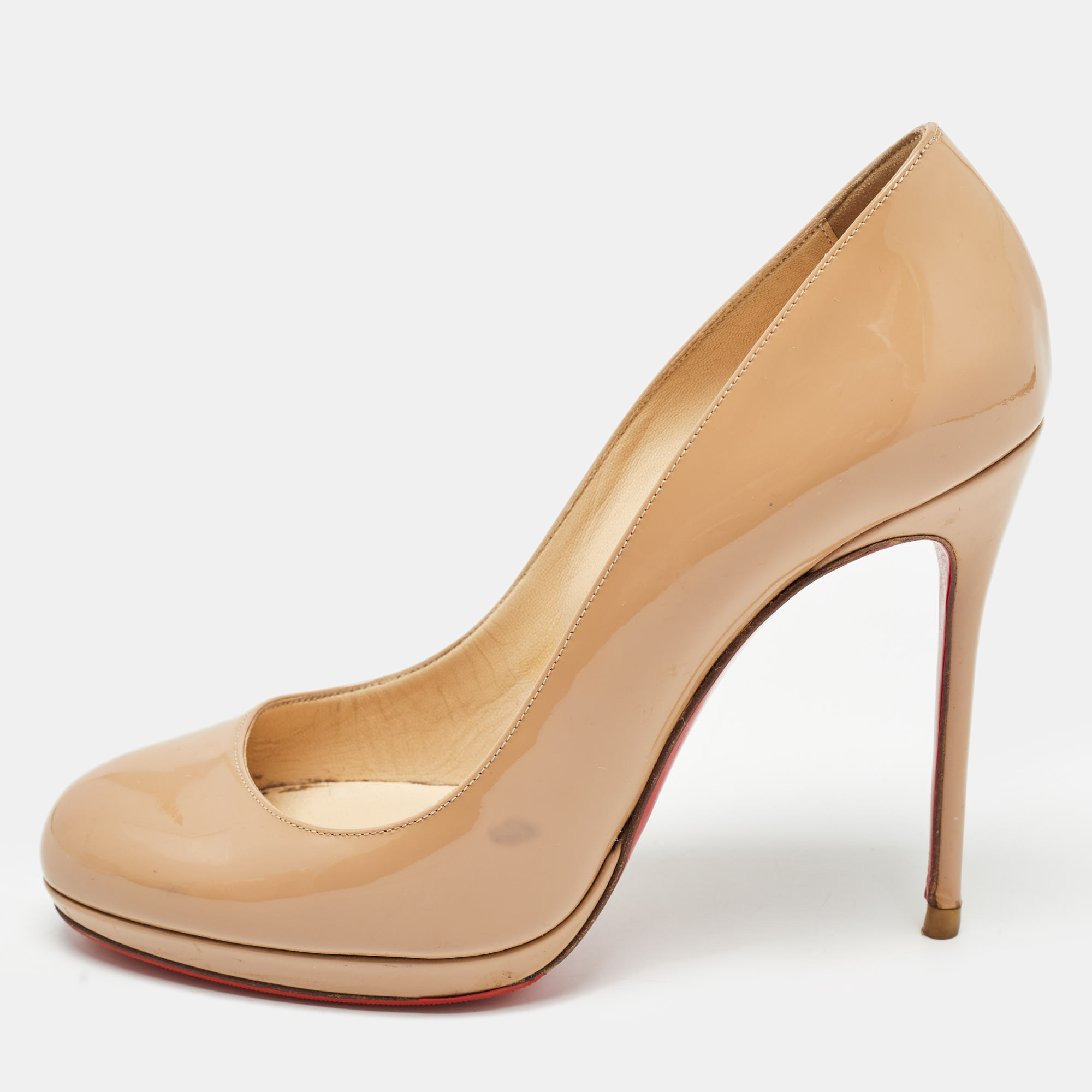 Christian Louboutin Beige Patent Leather Neofilo Pumps Size 37.5